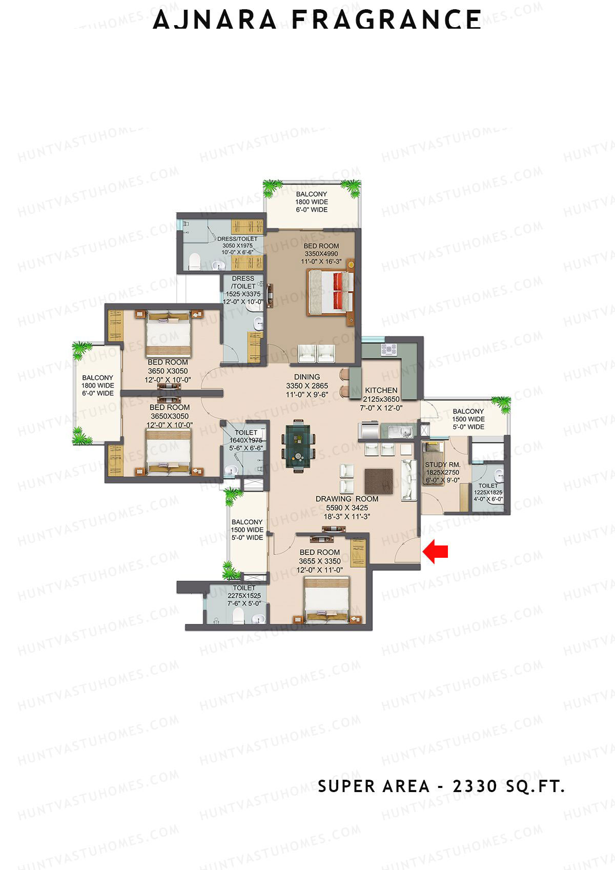 Ajnara Fragrance Tower A Unit 1 Floor Plan