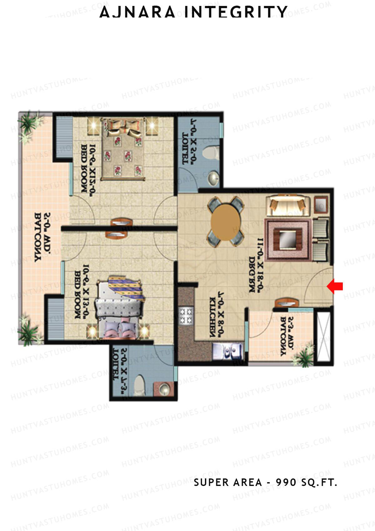 Ajnara Integrity Tower C Unit 3 Floor Plan
