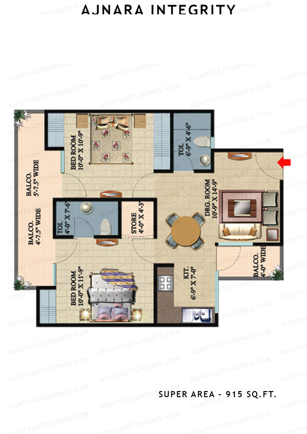 Ajnara Integrity Tower D Unit 3 Floor Plan