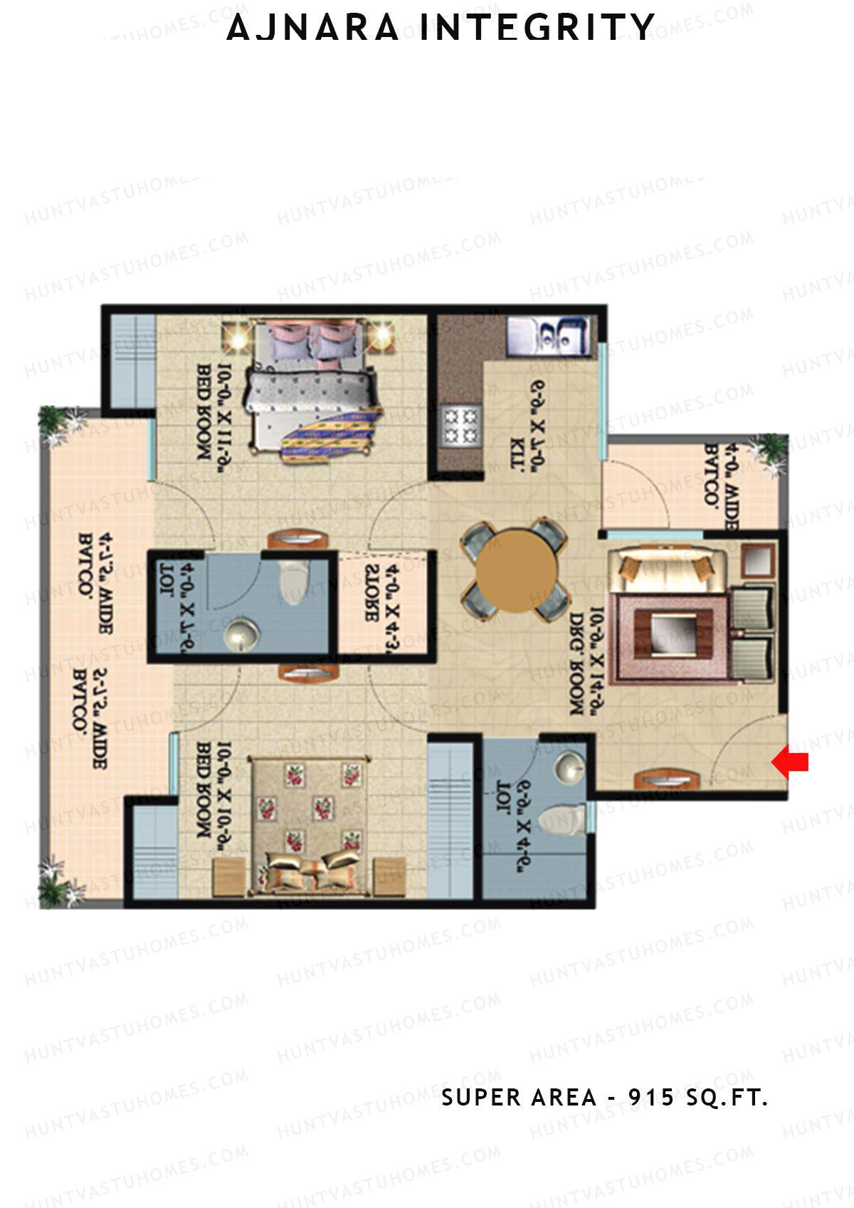Ajnara Integrity Tower D Unit 4 Floor Plan