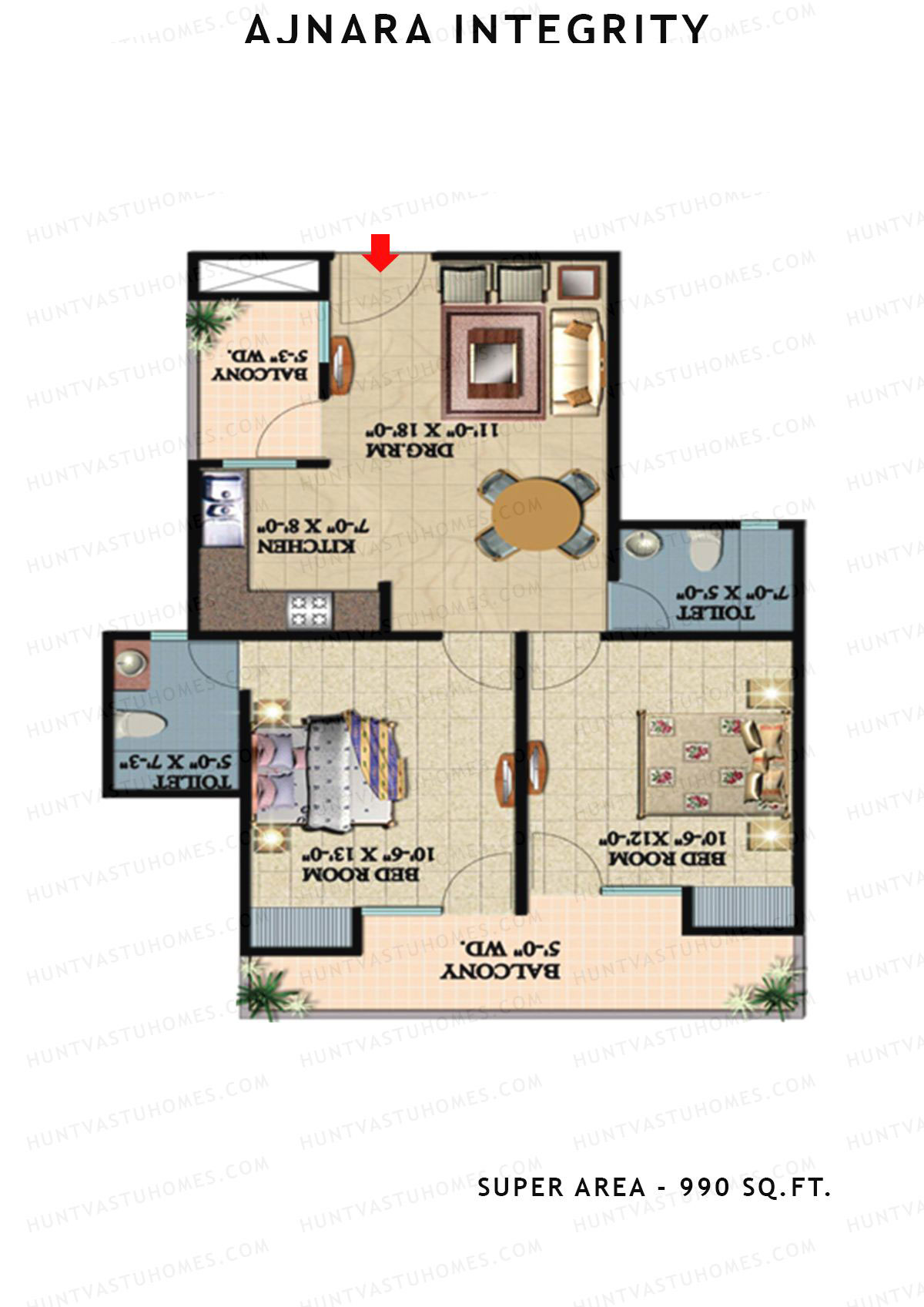 Ajnara Integrity Tower G Unit 3 Floor Plan