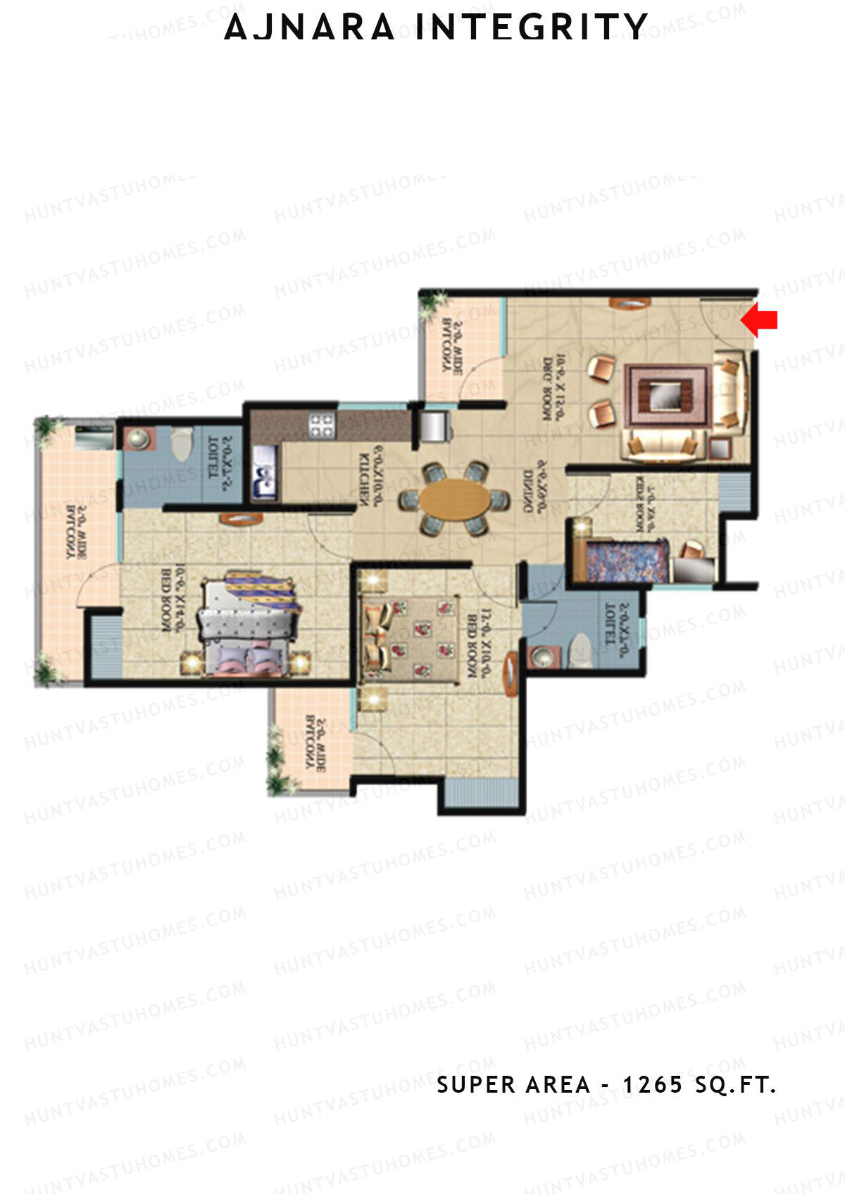 Ajnara Integrity Tower B Unit 3 Floor Plan
