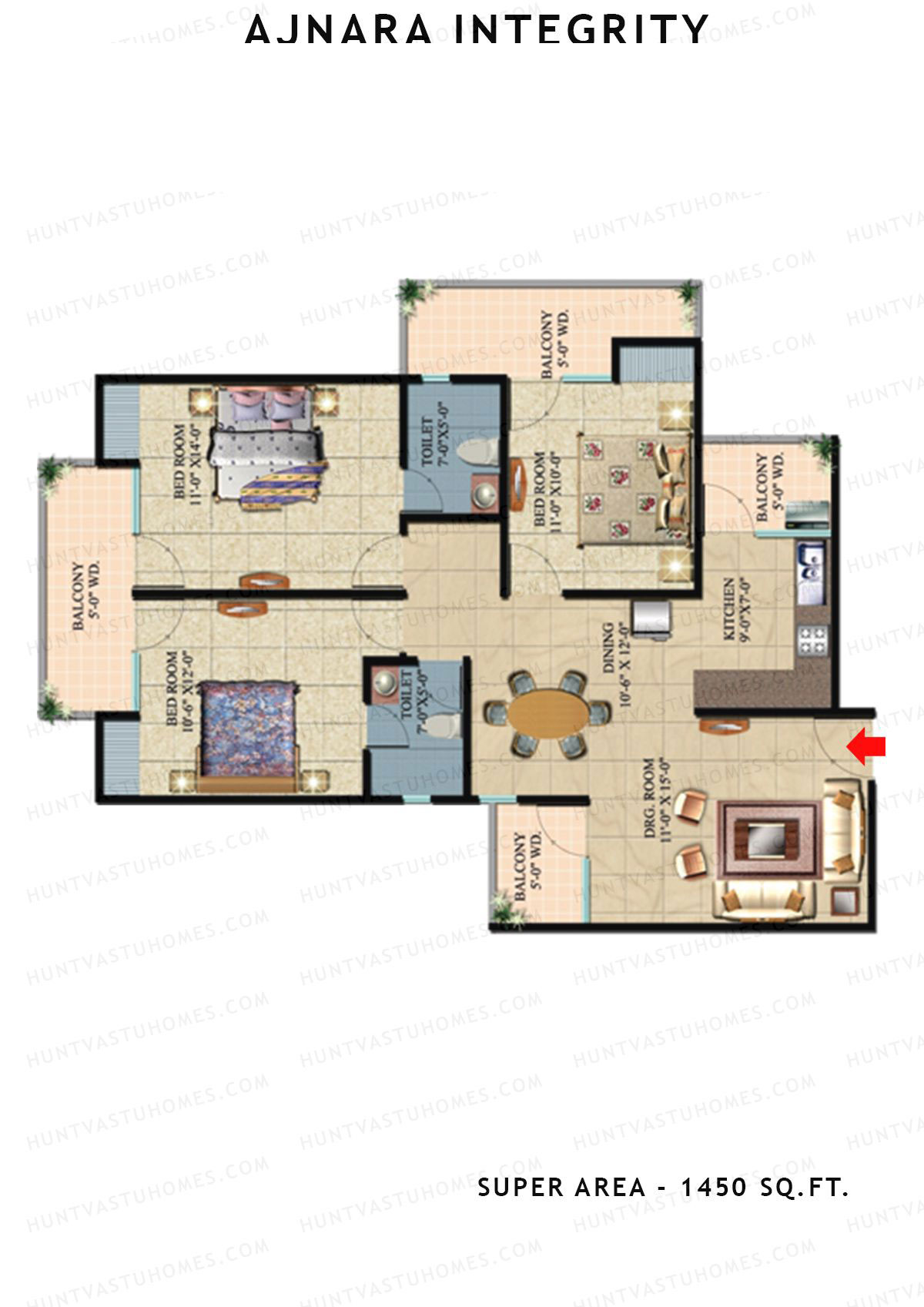 Ajnara Integrity Tower B Unit 4 Floor Plan