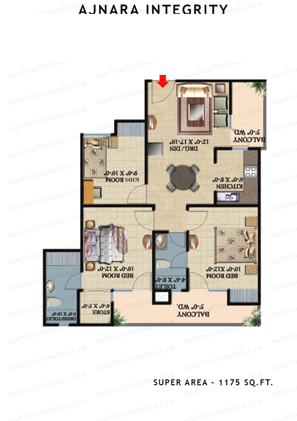 Ajnara Integrity Tower E Unit 1 Floor Plan