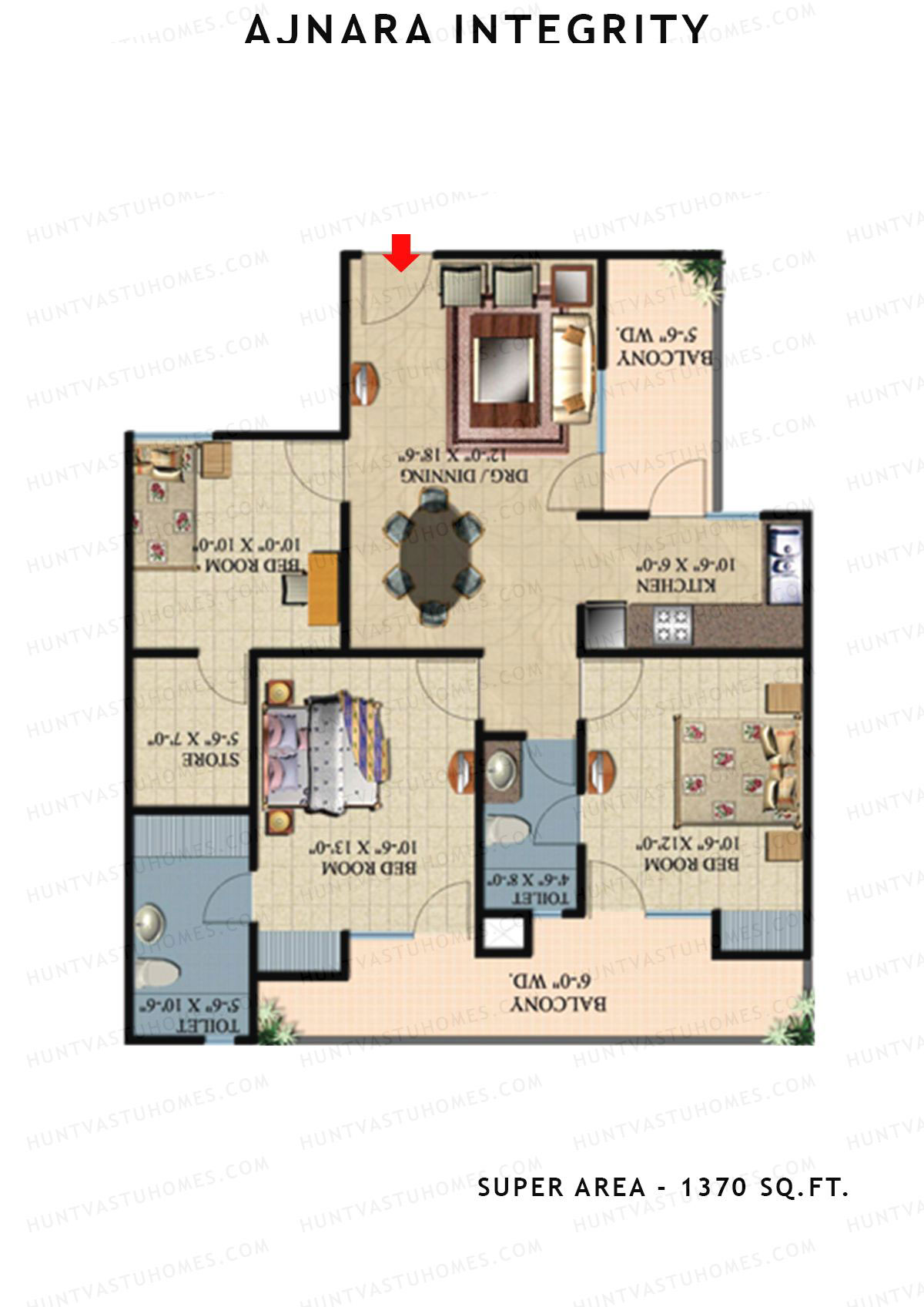 Ajnara Integrity Tower H Unit 1 Floor Plan