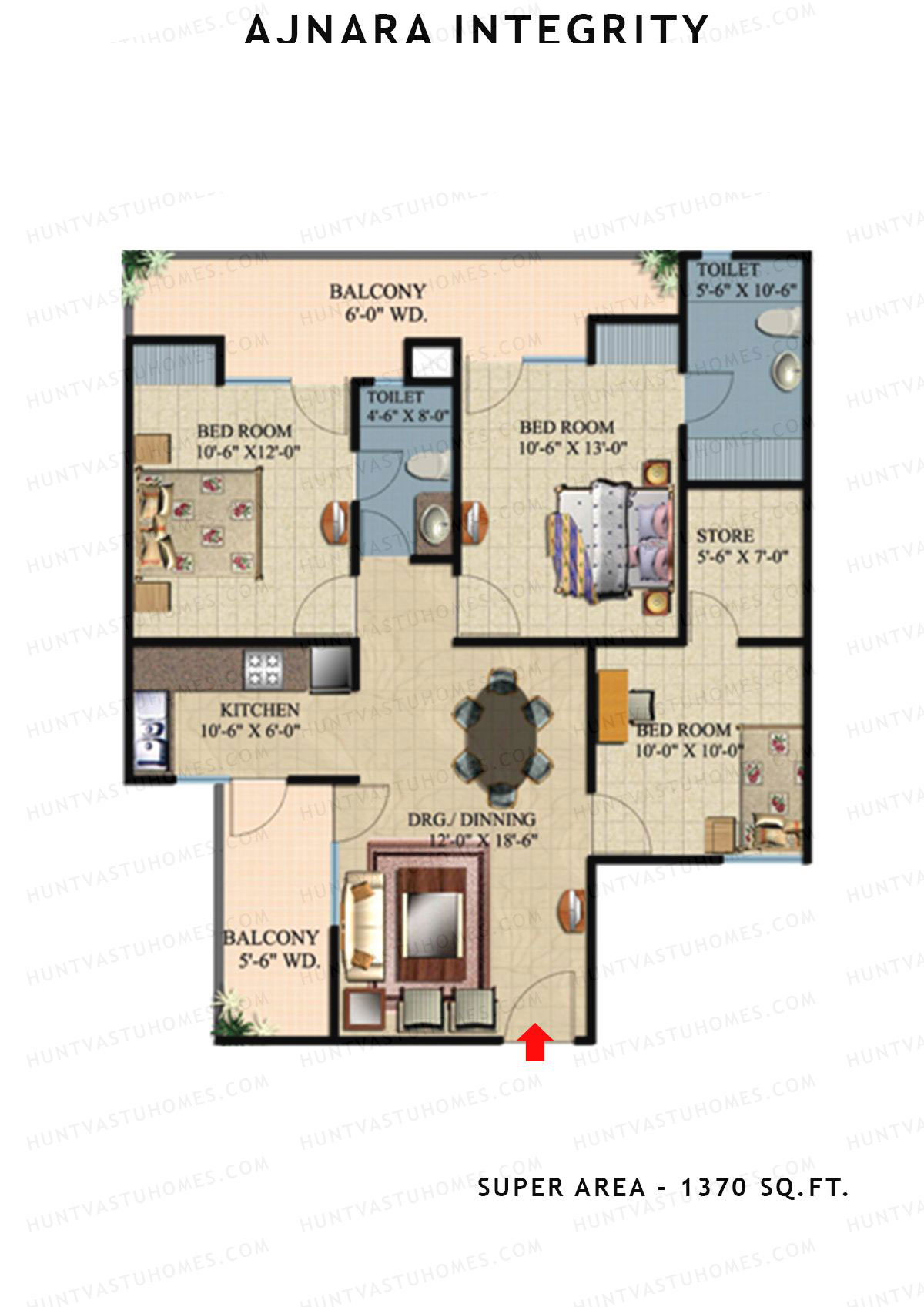 Ajnara Integrity Tower H Unit 5 Floor Plan