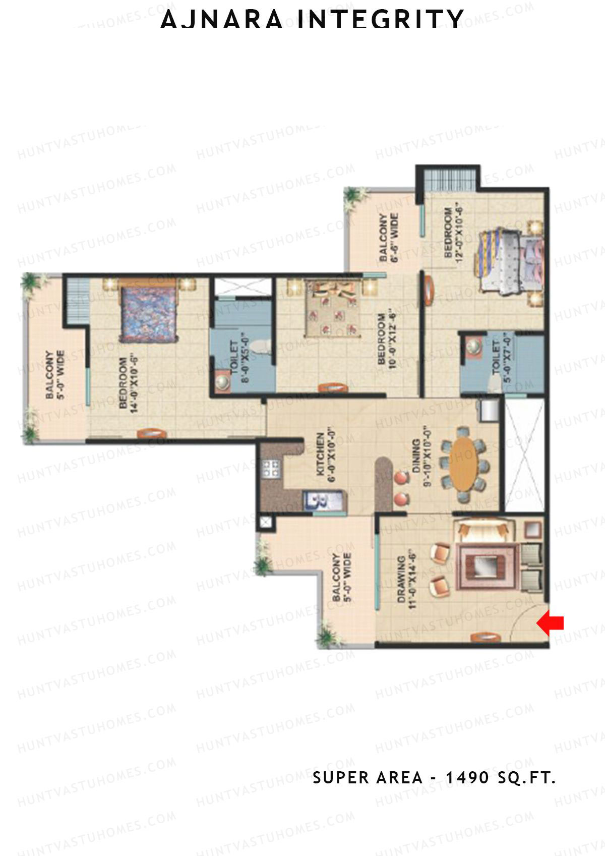 Ajnara Integrity Tower I Unit 2 Floor Plan