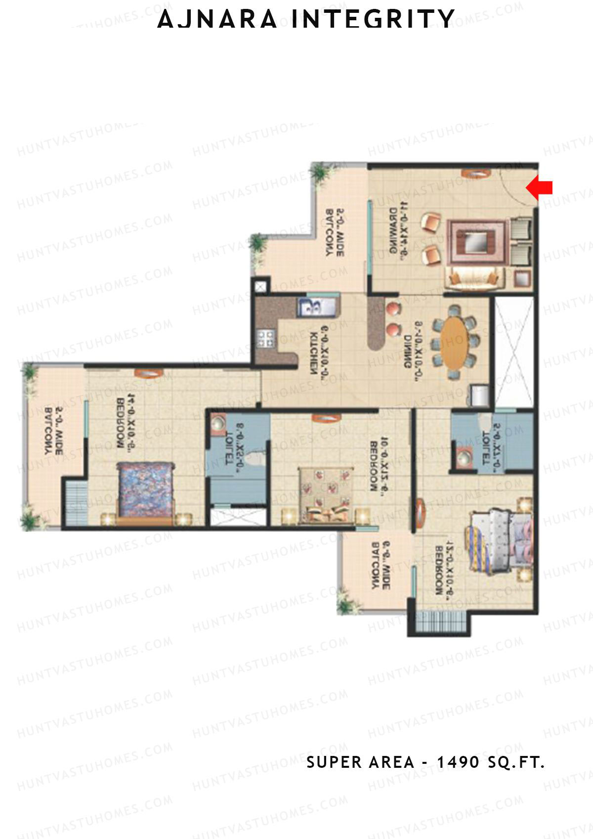 Ajnara Integrity Tower I Unit 2A Floor Plan