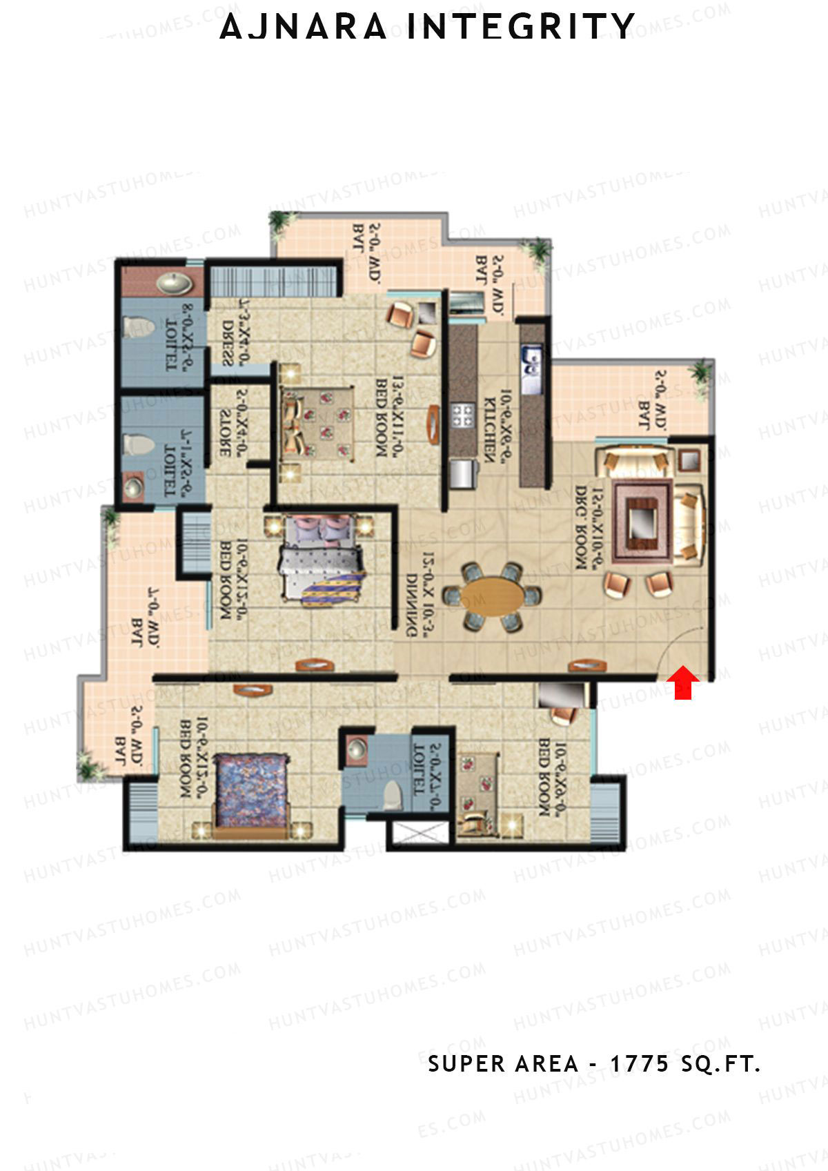 Ajnara Integrity Tower I Unit 3 Floor Plan
