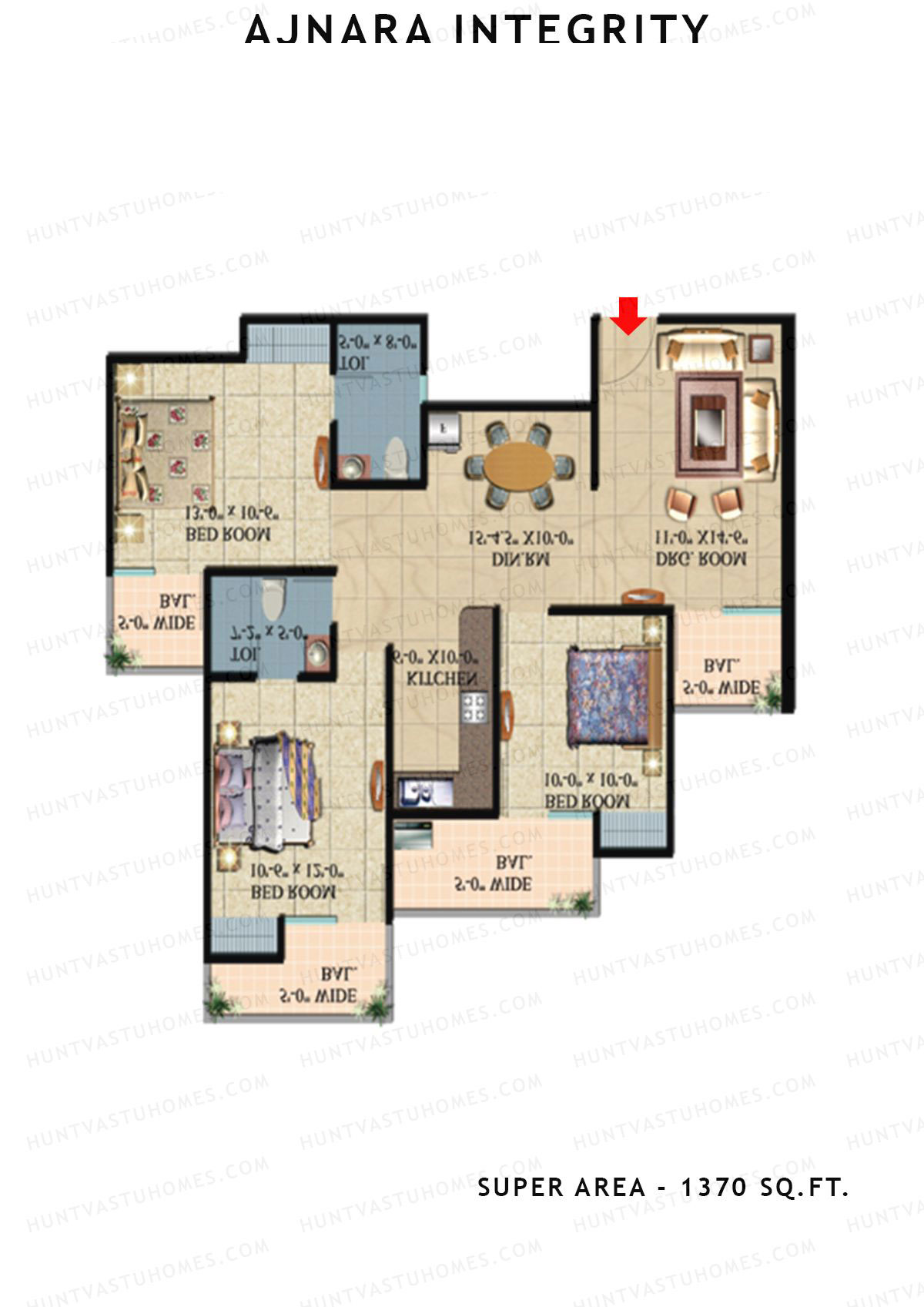 Ajnara Integrity Tower K Unit 2 Floor Plan