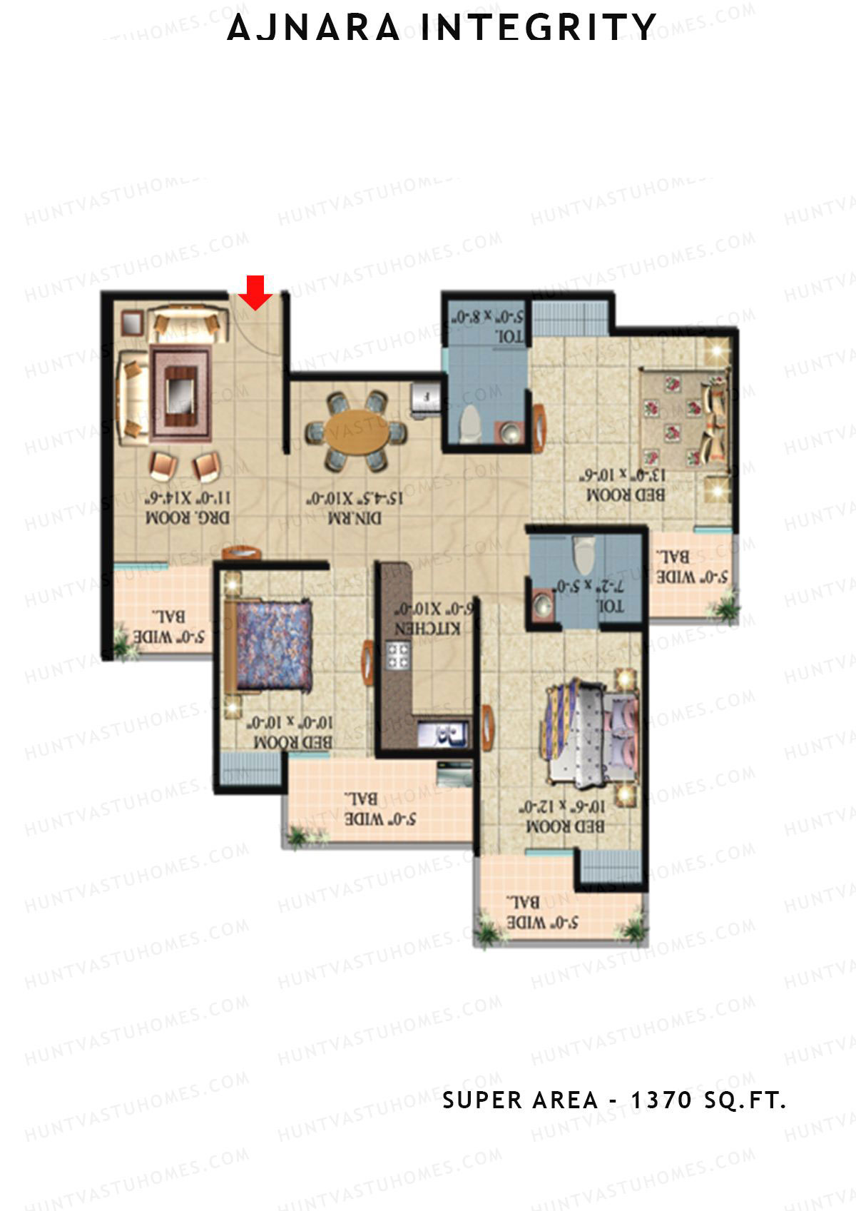 Ajnara Integrity Tower K Unit 3 Floor Plan