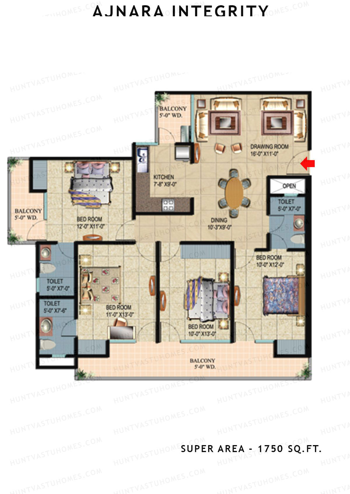 Ajnara Integrity Tower B Unit 1 Floor Plan