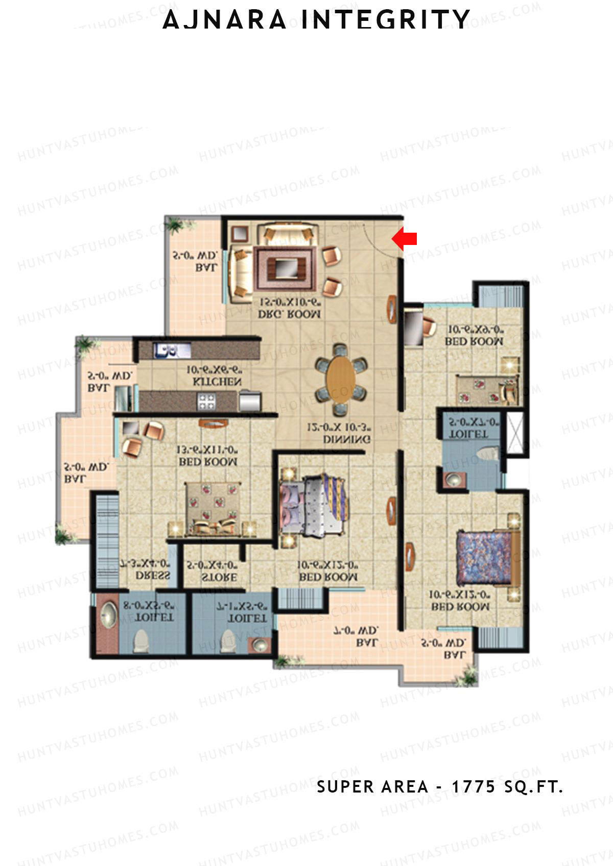 Ajnara Integrity Tower K Unit 4 Floor Plan