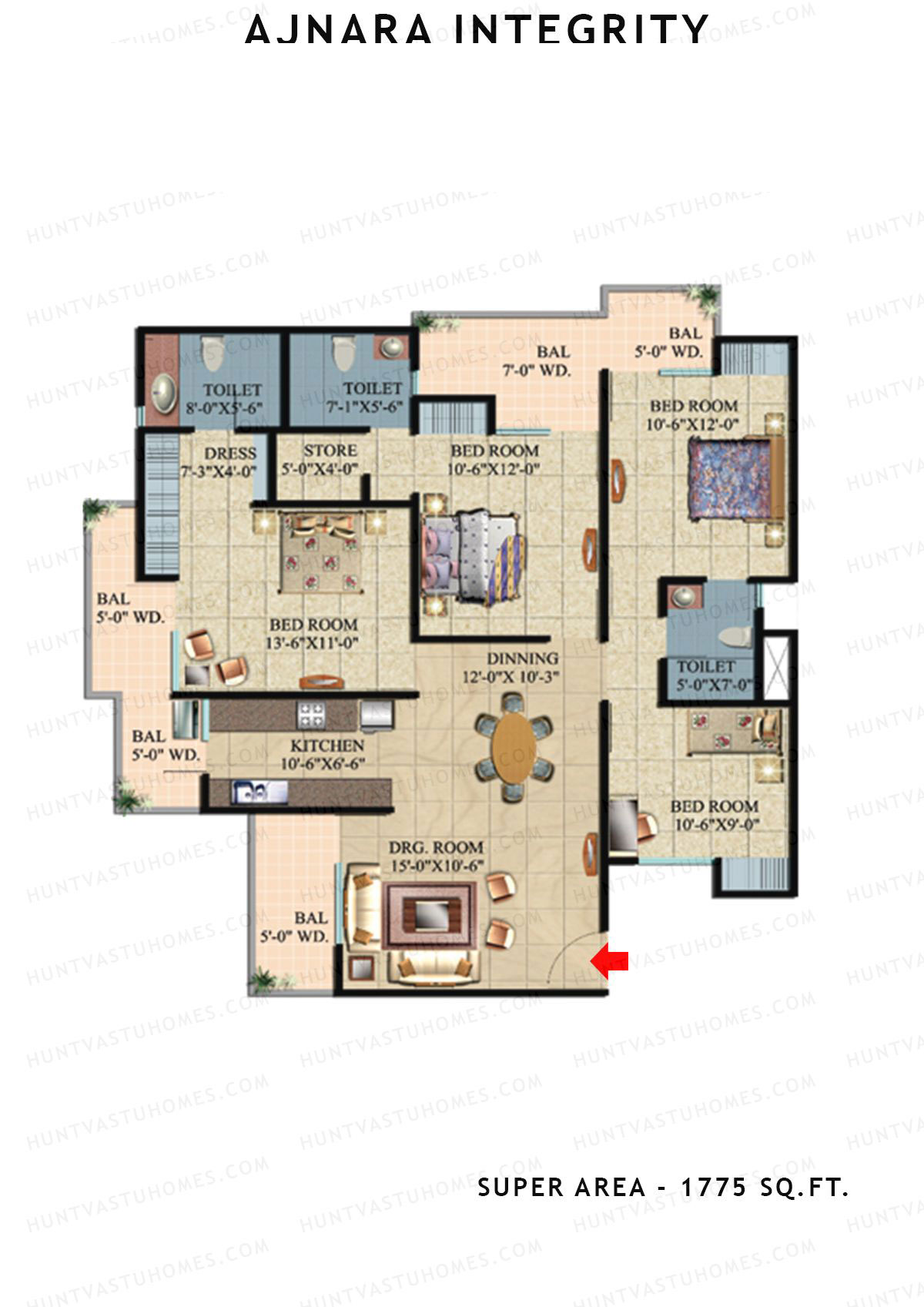 Ajnara Integrity Tower K Unit 5 Floor Plan