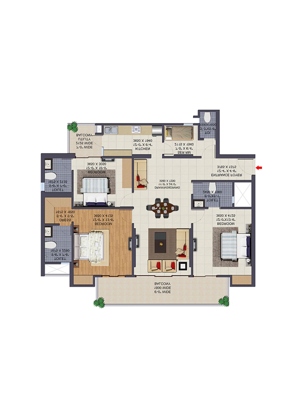 Ajnara Klock Tower Tower k Unit 04 Floor Plan