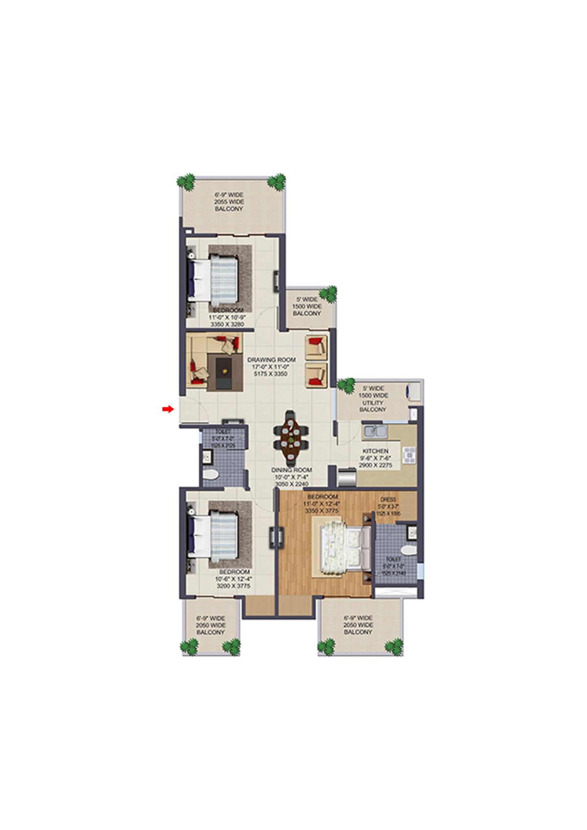 Ajnara Klock Tower Tower k Unit 05 Floor Plan