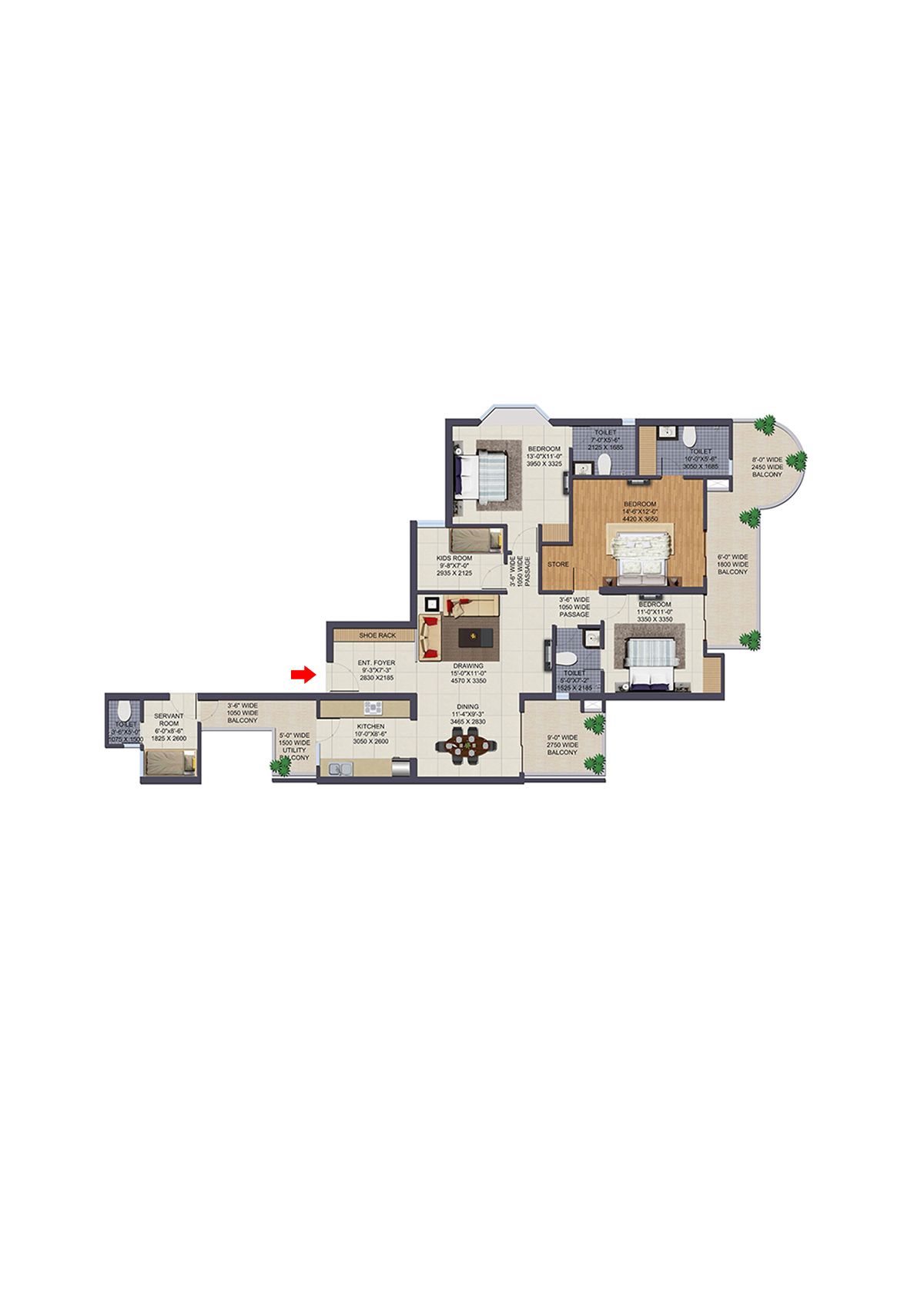 Ajnara Klock Tower Tower k Unit 01 Floor Plan
