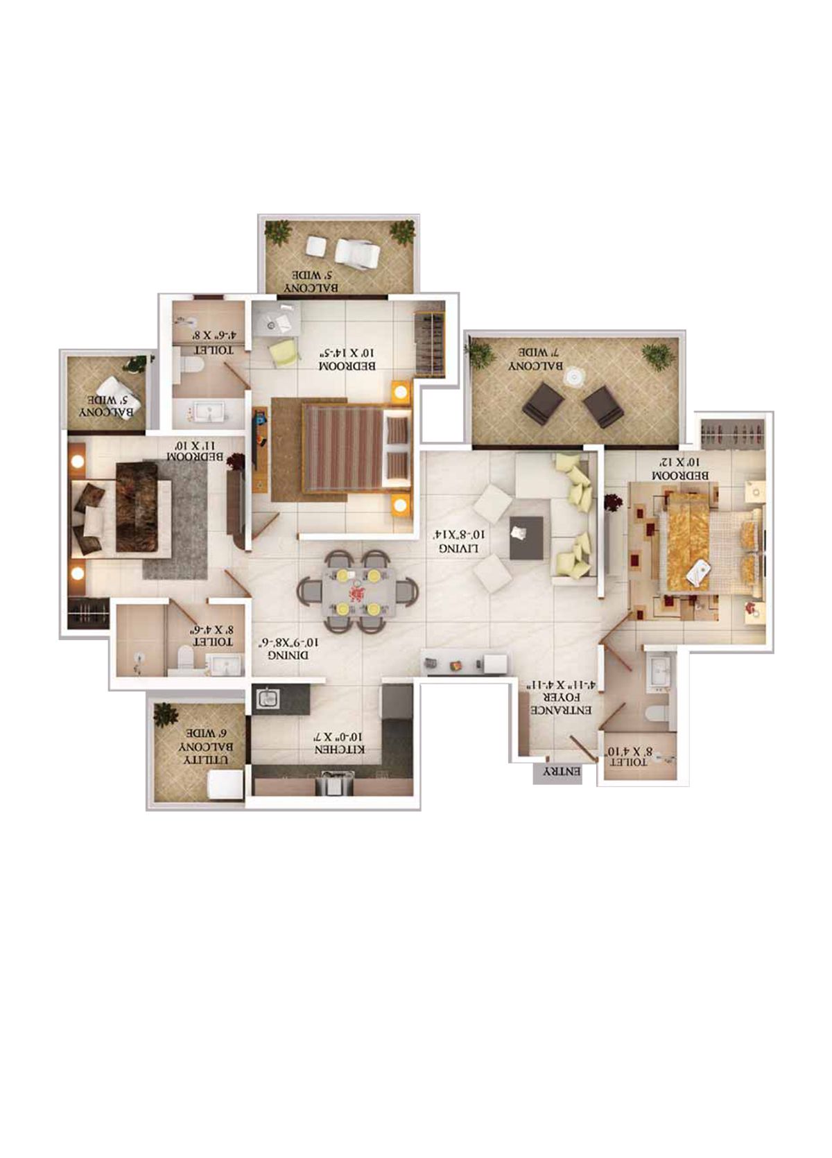 Ajnara The Belvedere A Unit 1, Type B Floor Plan