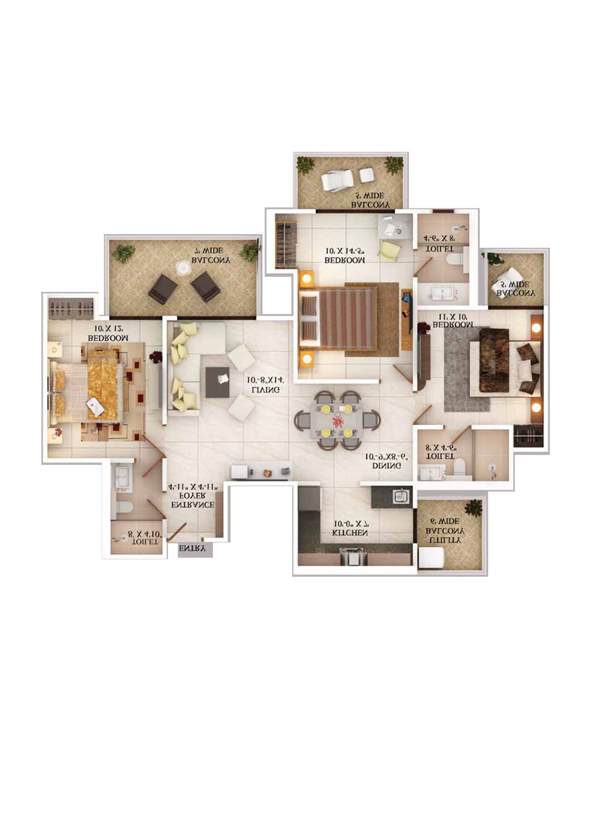 Ajnara The Belvedere A Unit 2, Type B Floor Plan