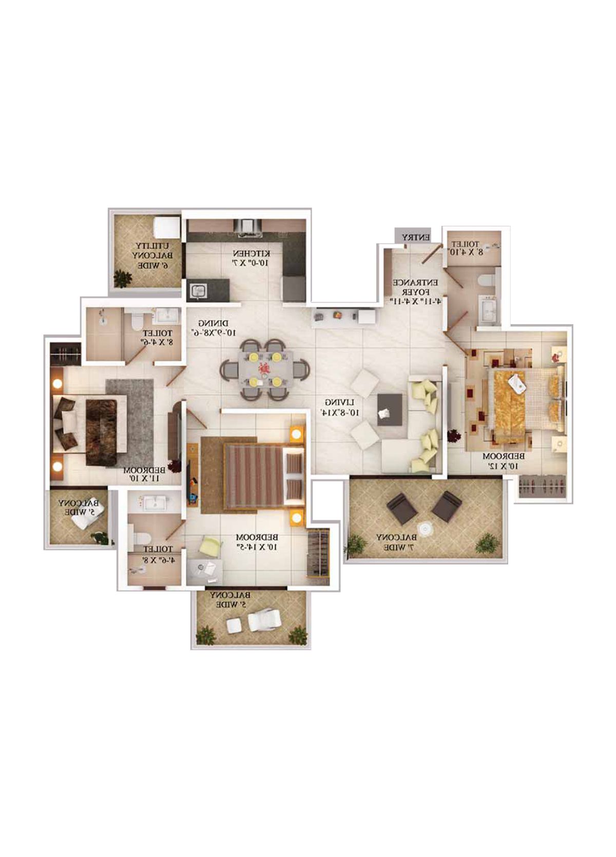 Ajnara The Belvedere A Unit 4, Type B Floor Plan