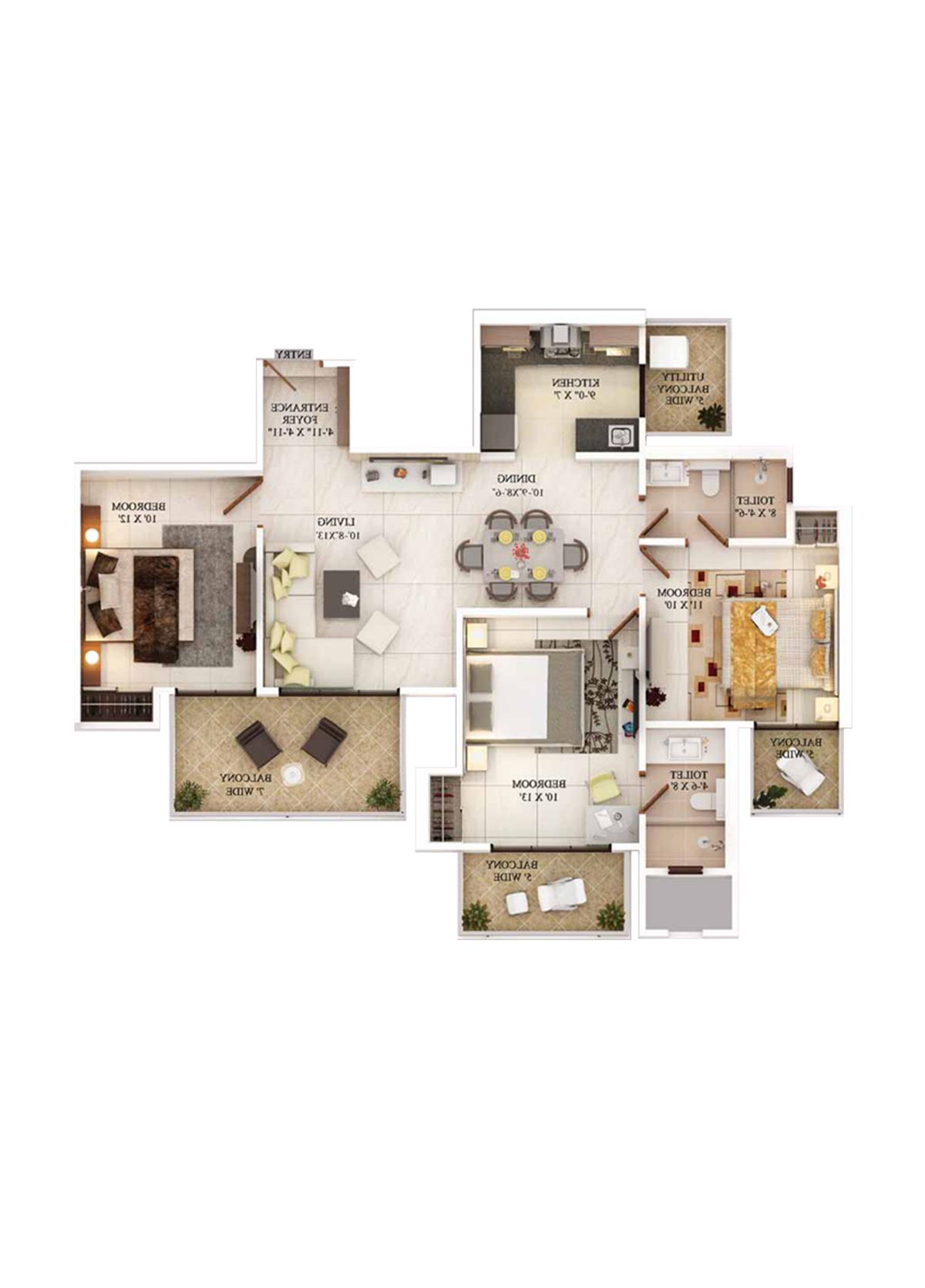 Ajnara The Belvedere B Unit 1, Type A Floor Plan