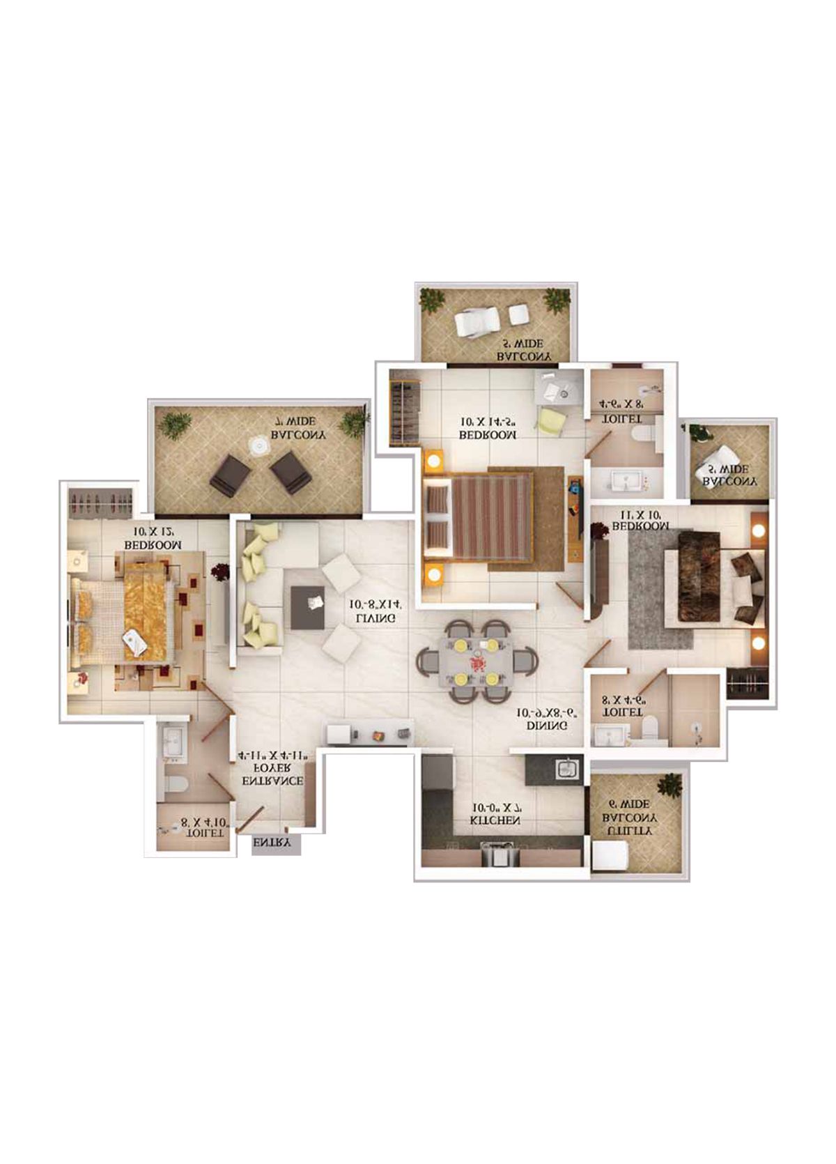 Ajnara The Belvedere B Unit 4, Type B Floor Plan