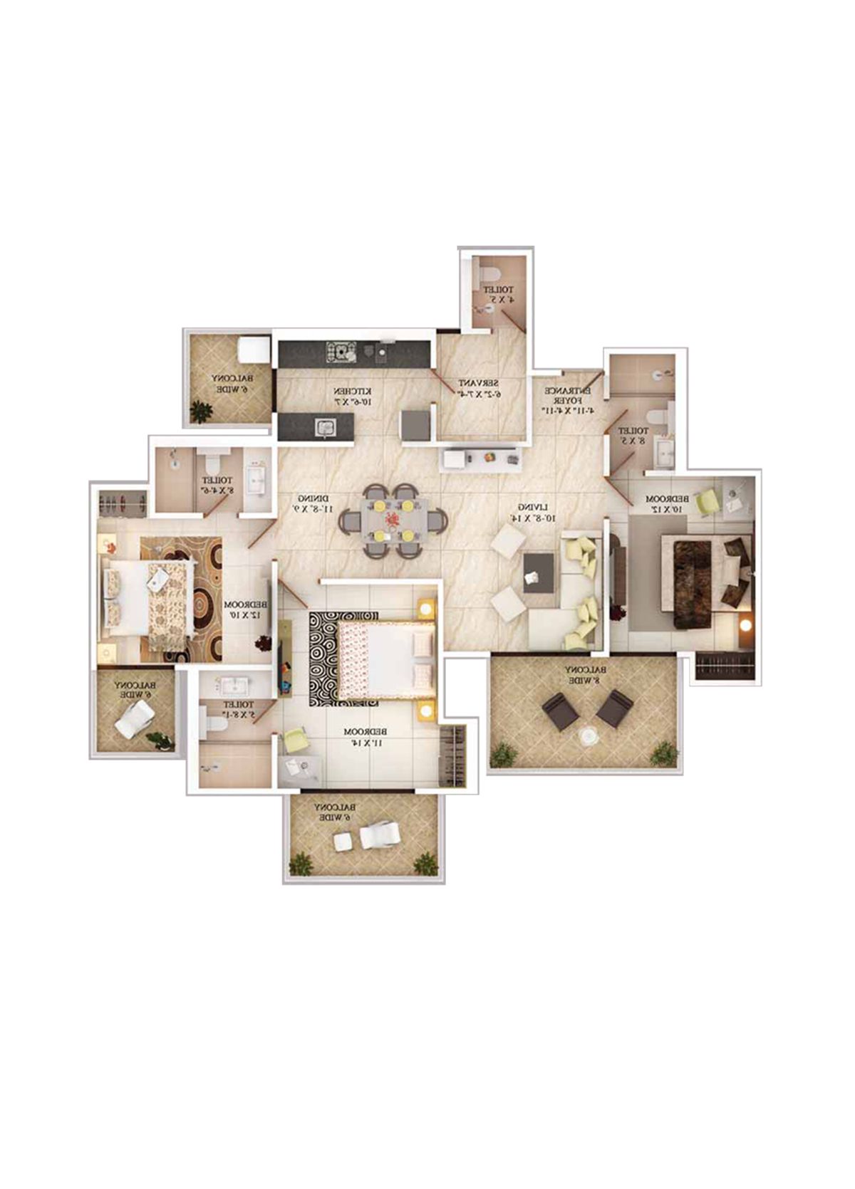 Ajnara The Belvedere E Unit 2, Type C Floor Plan