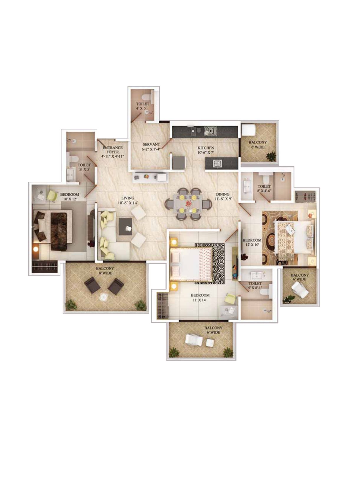 Ajnara The Belvedere F Unit 1, Type C Floor Plan