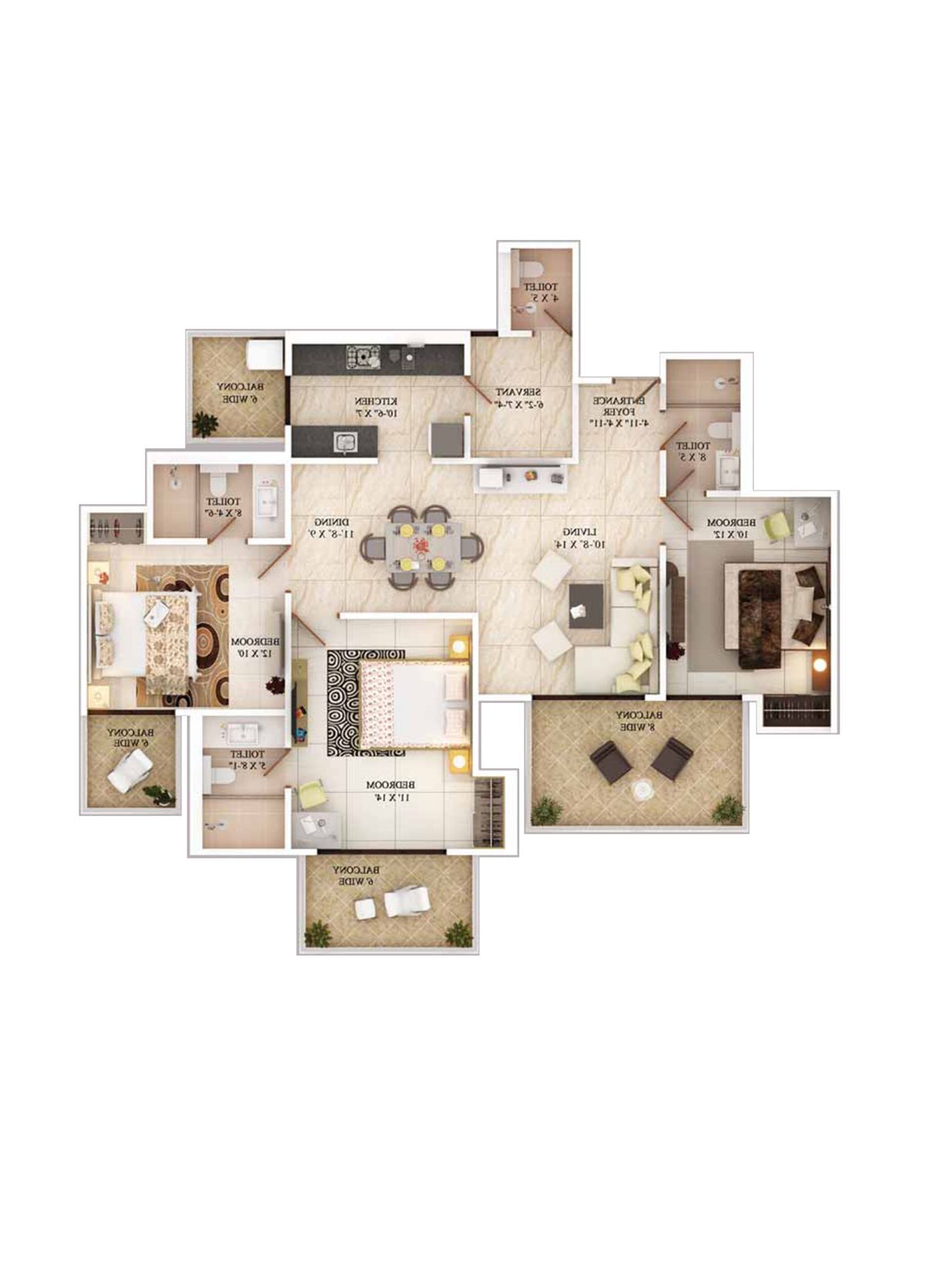 Ajnara The Belvedere F Unit 2, Type C Floor Plan