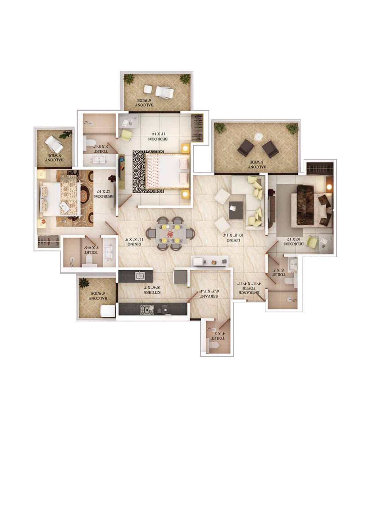 Ajnara The Belvedere F Unit 3, Type C Floor Plan
