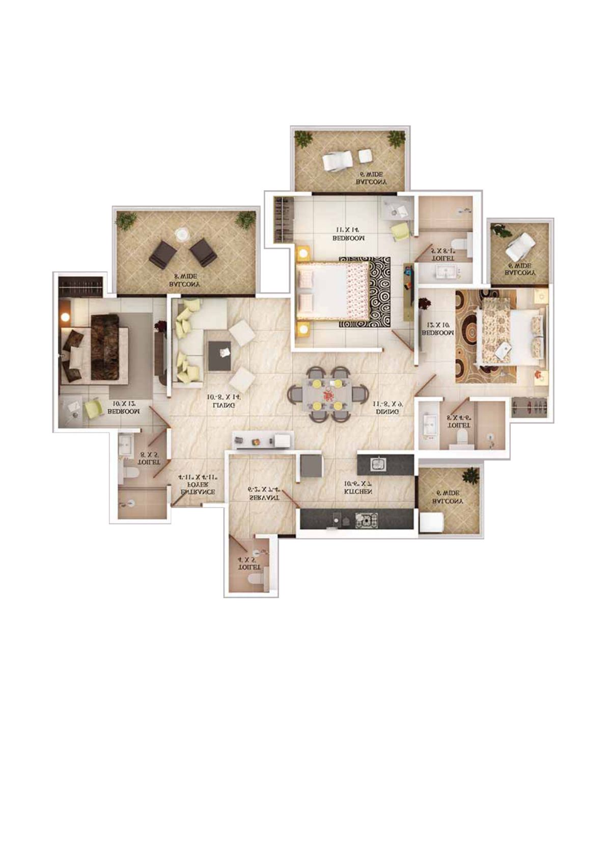 Ajnara The Belvedere F Unit 4, Type C Floor Plan