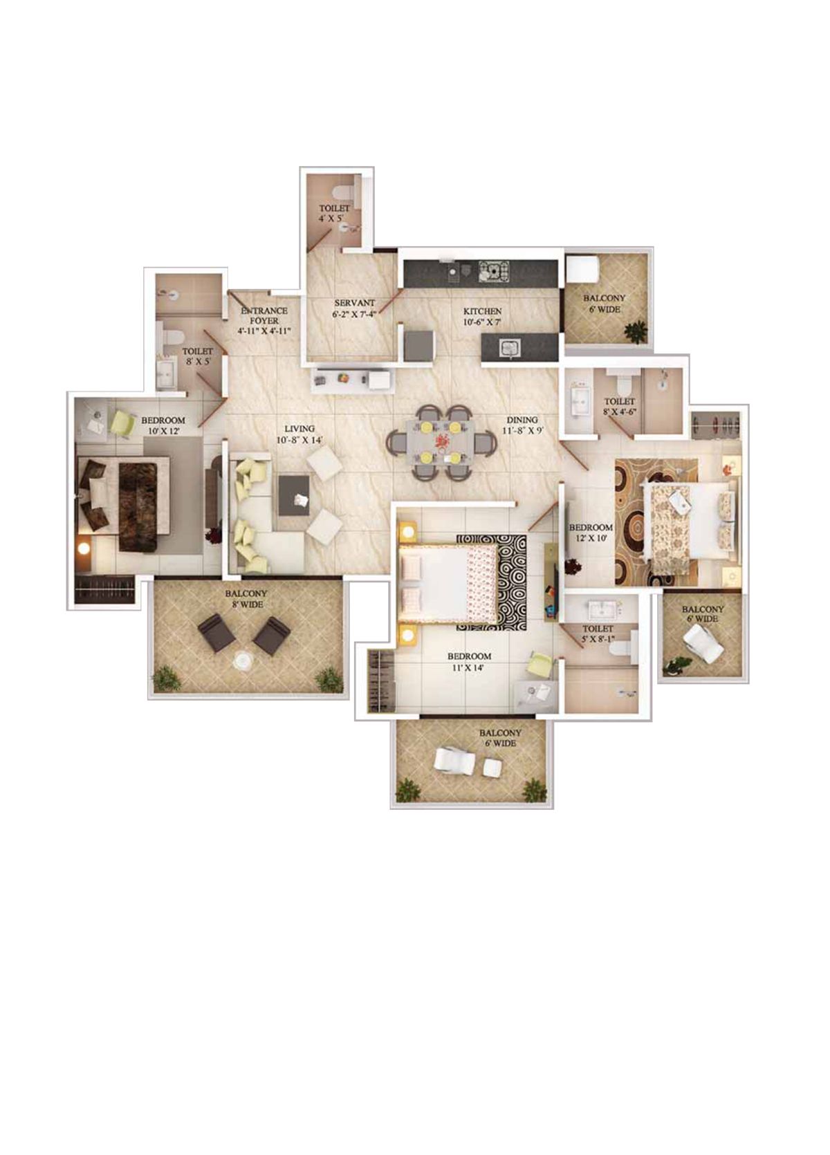 Ajnara The Belvedere G Unit 1, Type C Floor Plan