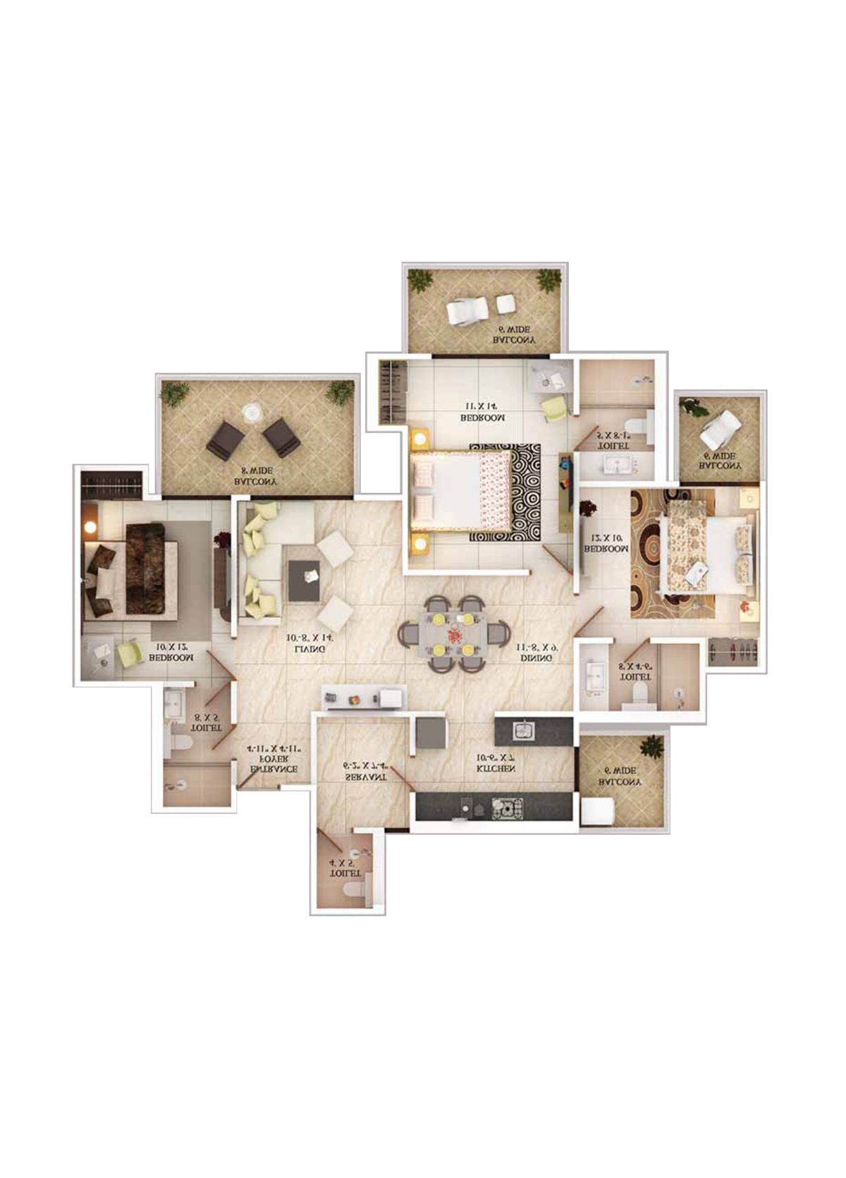 Ajnara The Belvedere G Unit 4, Type C Floor Plan