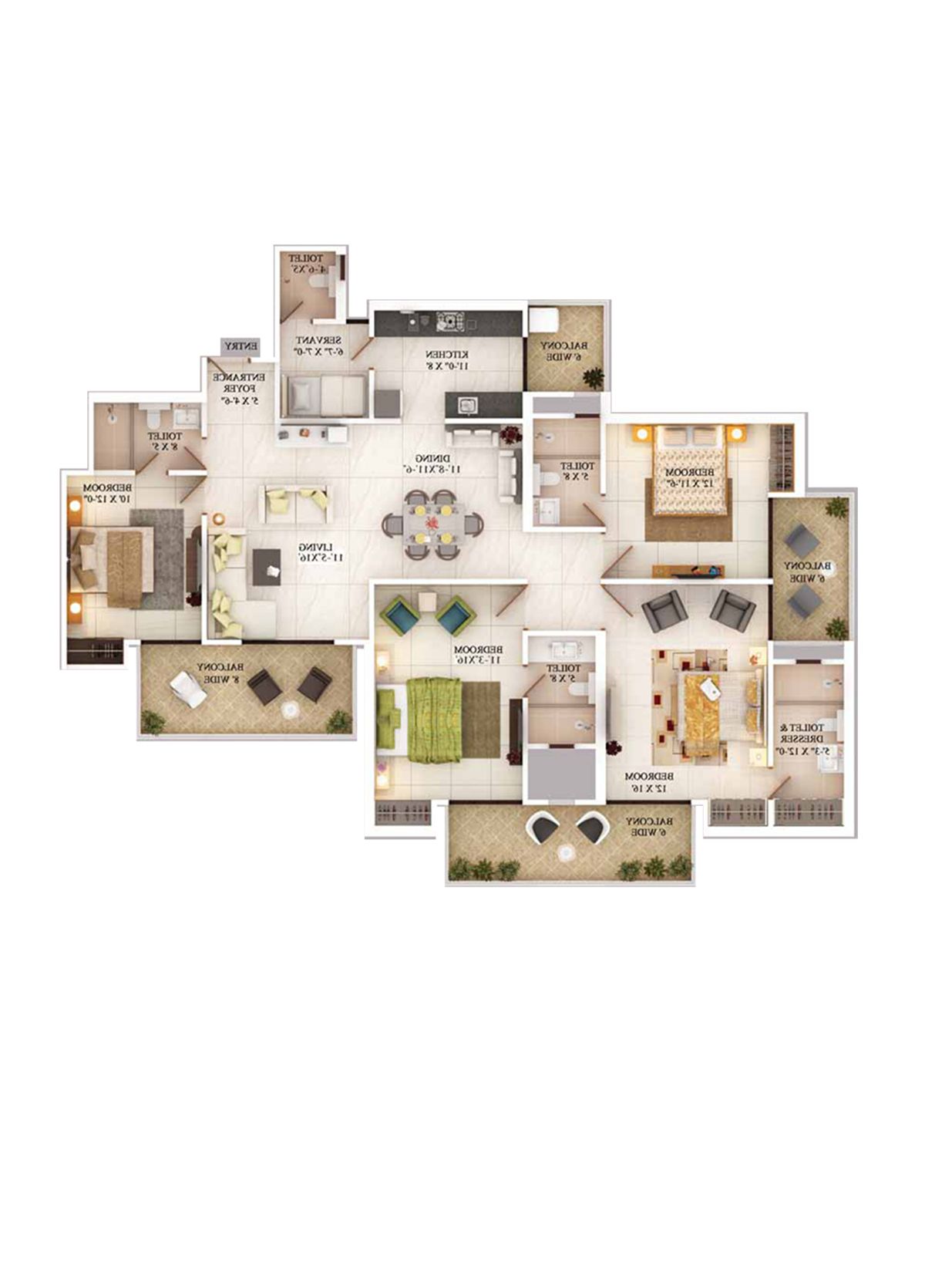 Ajnara The Belvedere E Unit 1, Type D Floor Plan