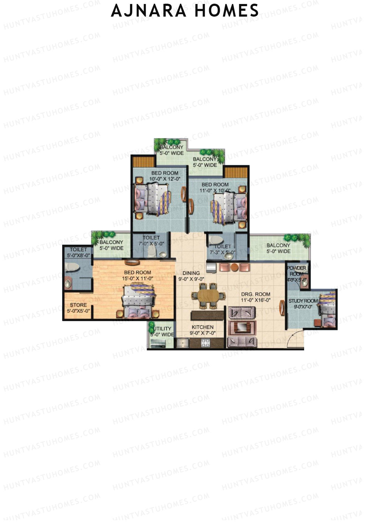 Ajnara Homes Tower K Unit 3 Floor Plan