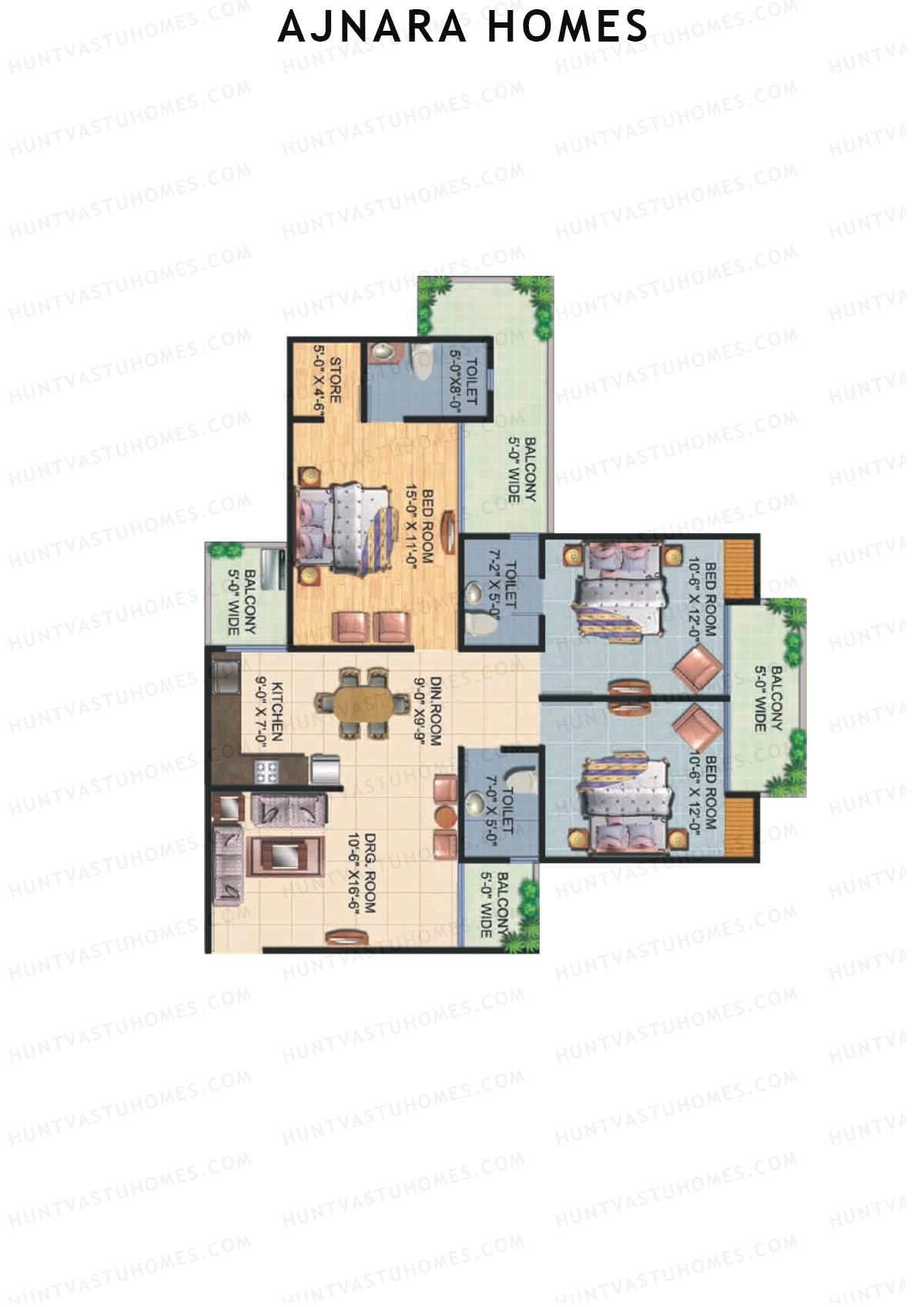 Ajnara Homes Tower M Unit 3 Floor Plan