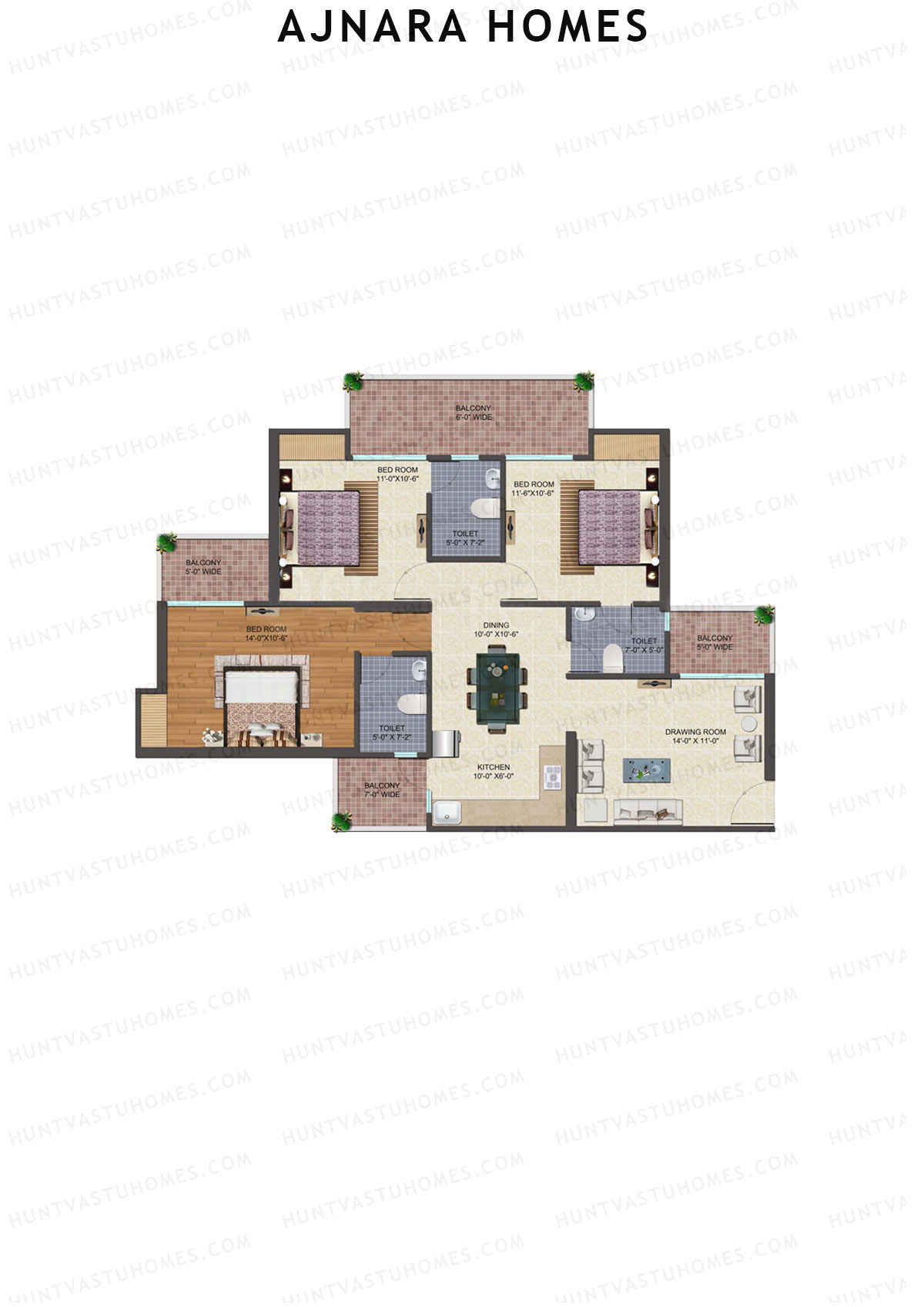 Ajnara Homes Tower N Unit 2 Floor Plan