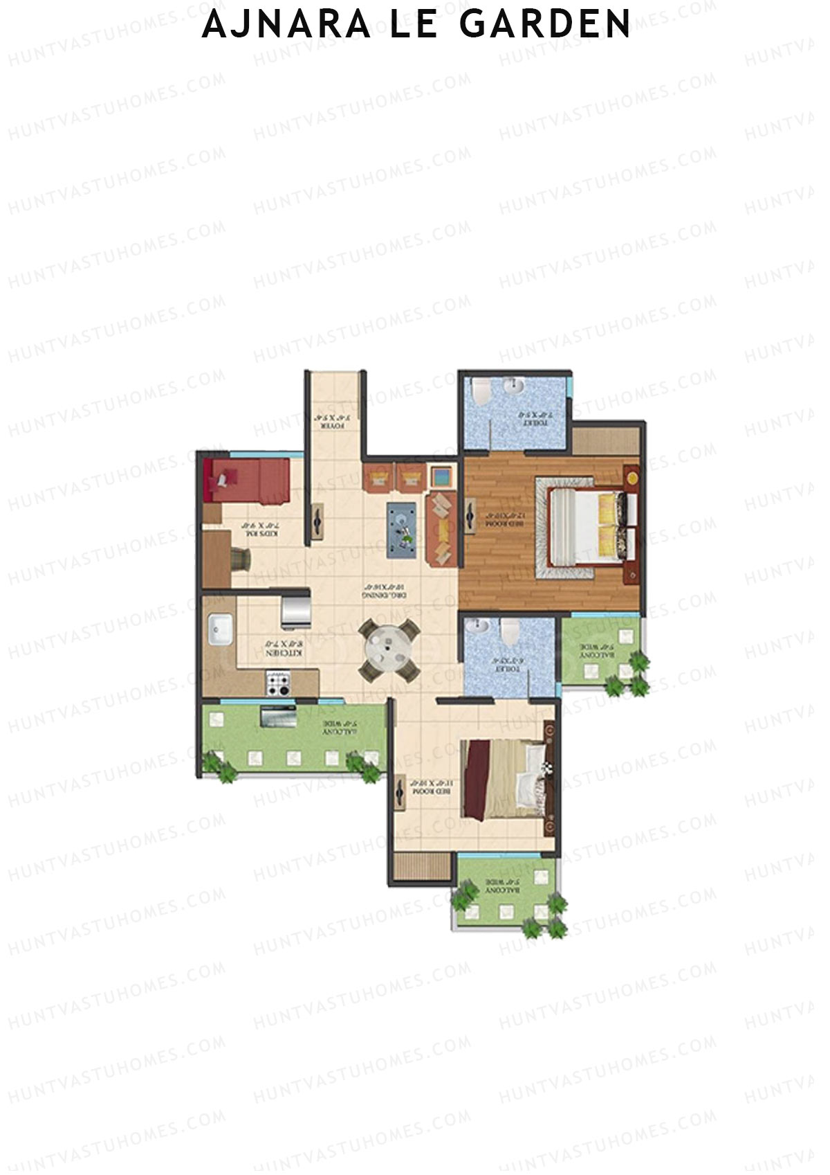 Ajnara Le Garden Tower C Unit 2 Floor Plan