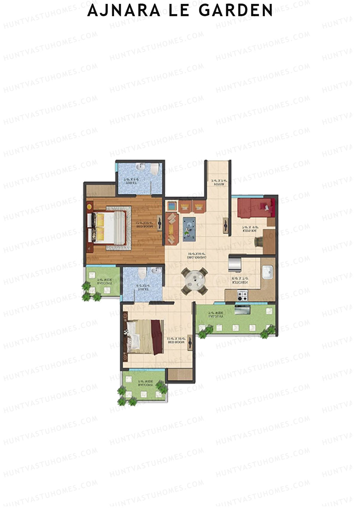 Ajnara Le Garden Tower C Unit 3A Floor Plan