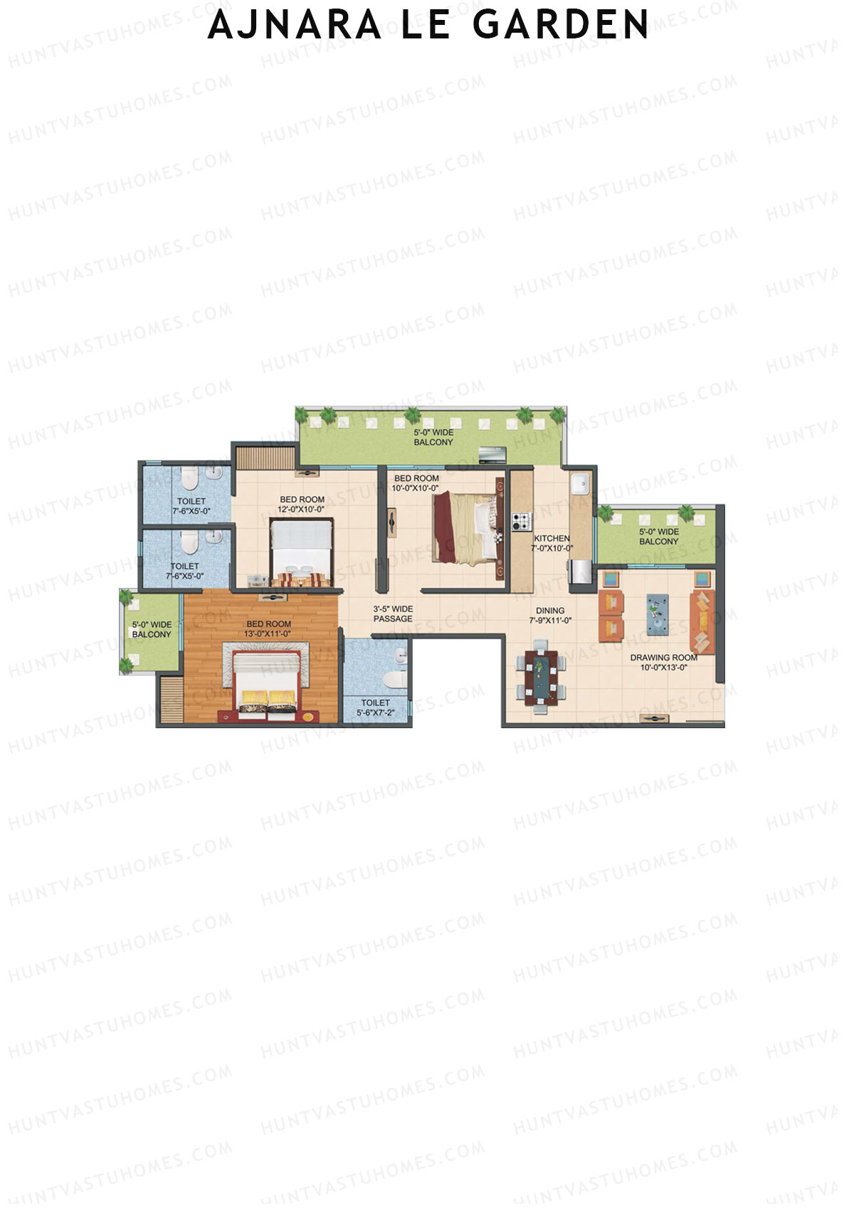 Ajnara Le Garden Tower D Unit 2 Floor Plan