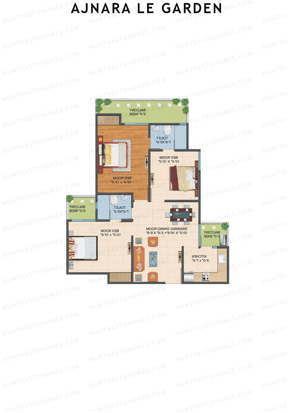 Ajnara Le Garden Tower D Unit 4 Floor Plan