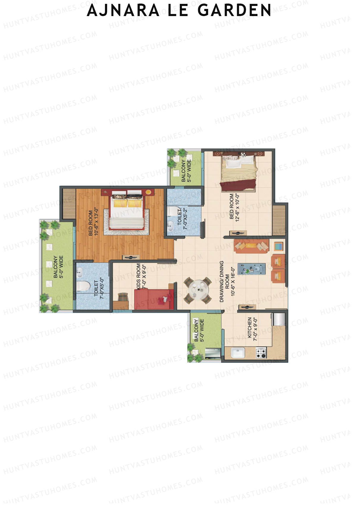 Ajnara Le Garden Tower F Unit 2 Floor Plan