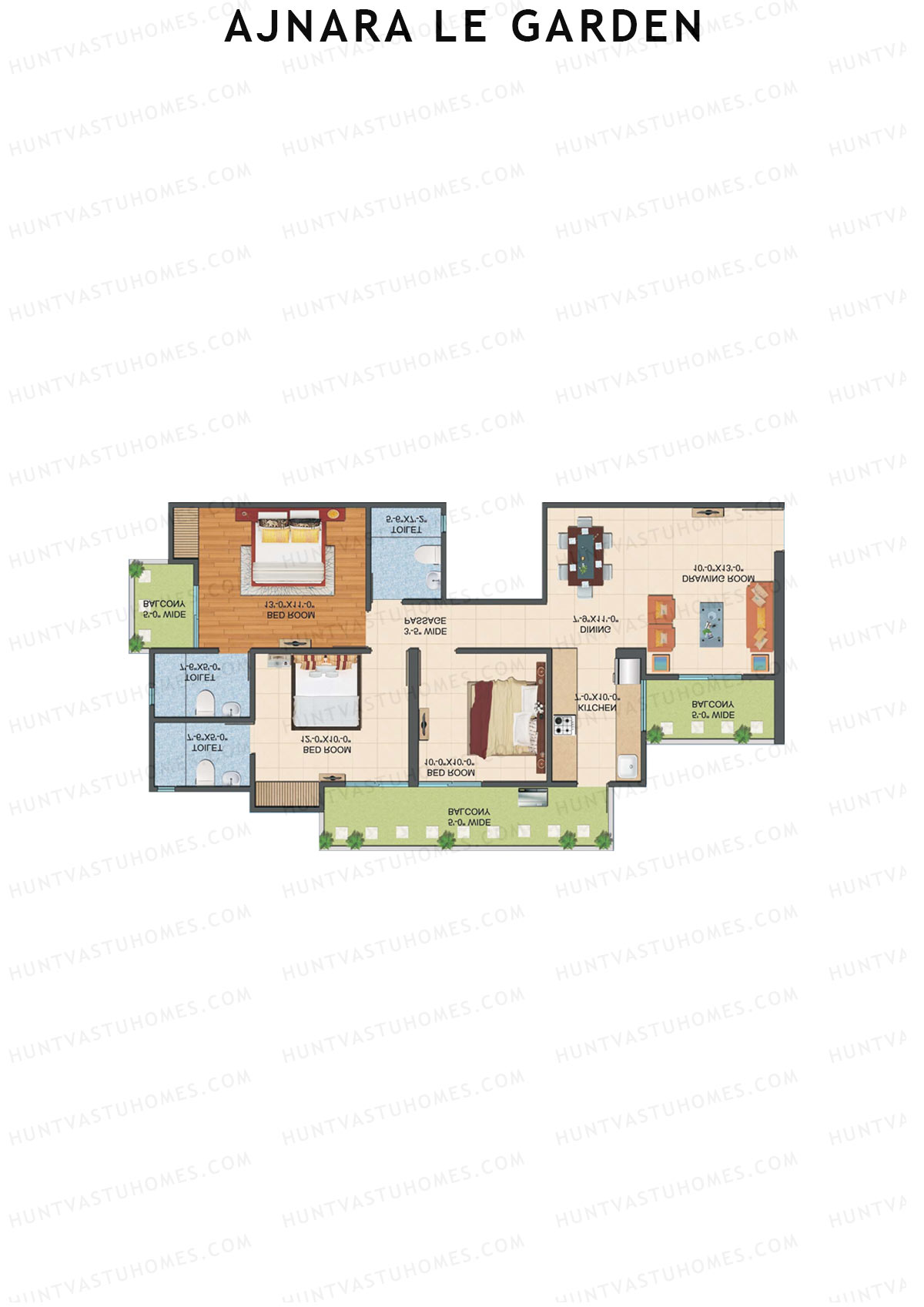 Ajnara Le Garden Tower G Unit 2 Floor Plan