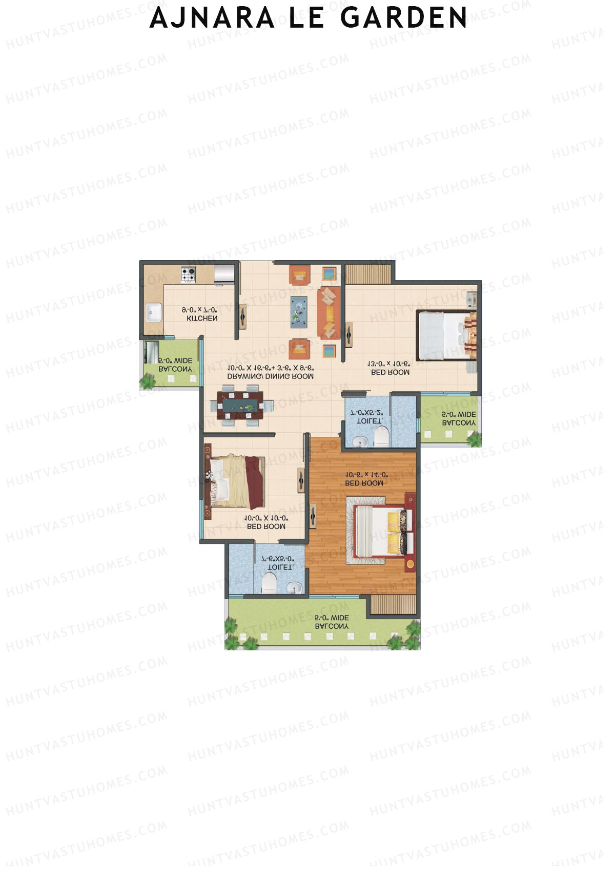Ajnara Le Garden Tower G Unit 3 Floor Plan
