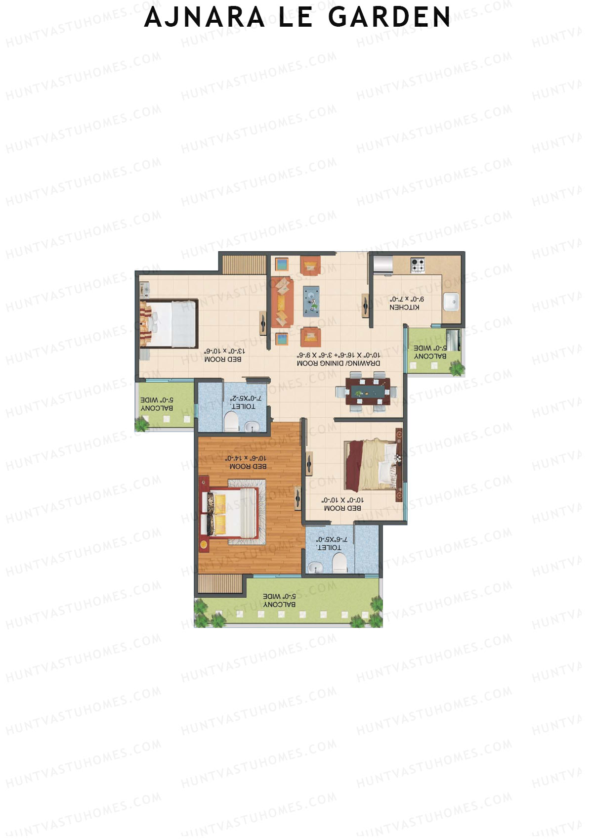 Ajnara Le Garden Tower G Unit 4 Floor Plan