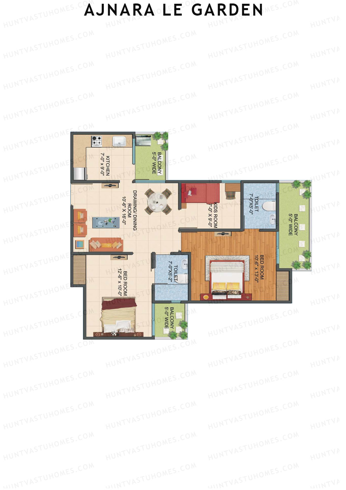 Ajnara Le Garden Tower G Unit 6 Floor Plan