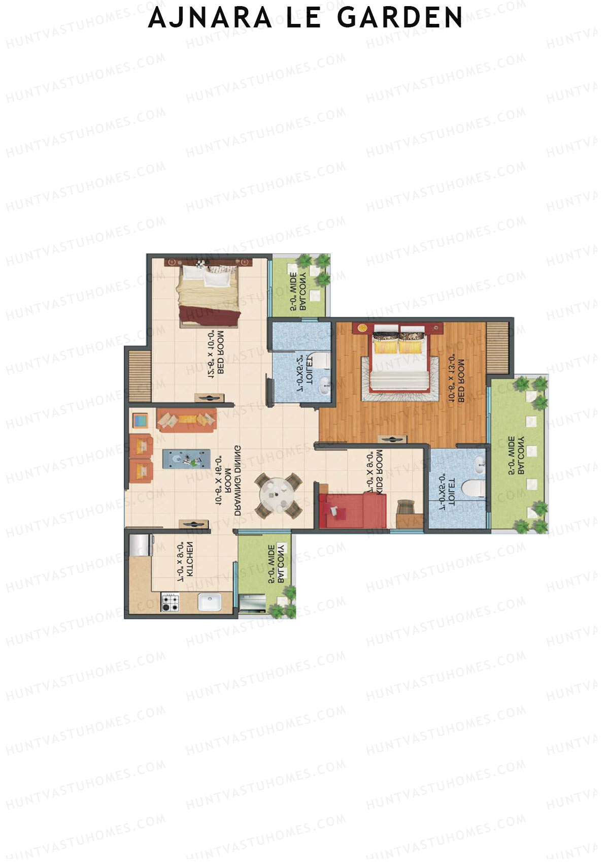 Ajnara Le Garden Tower G Unit 7 Floor Plan