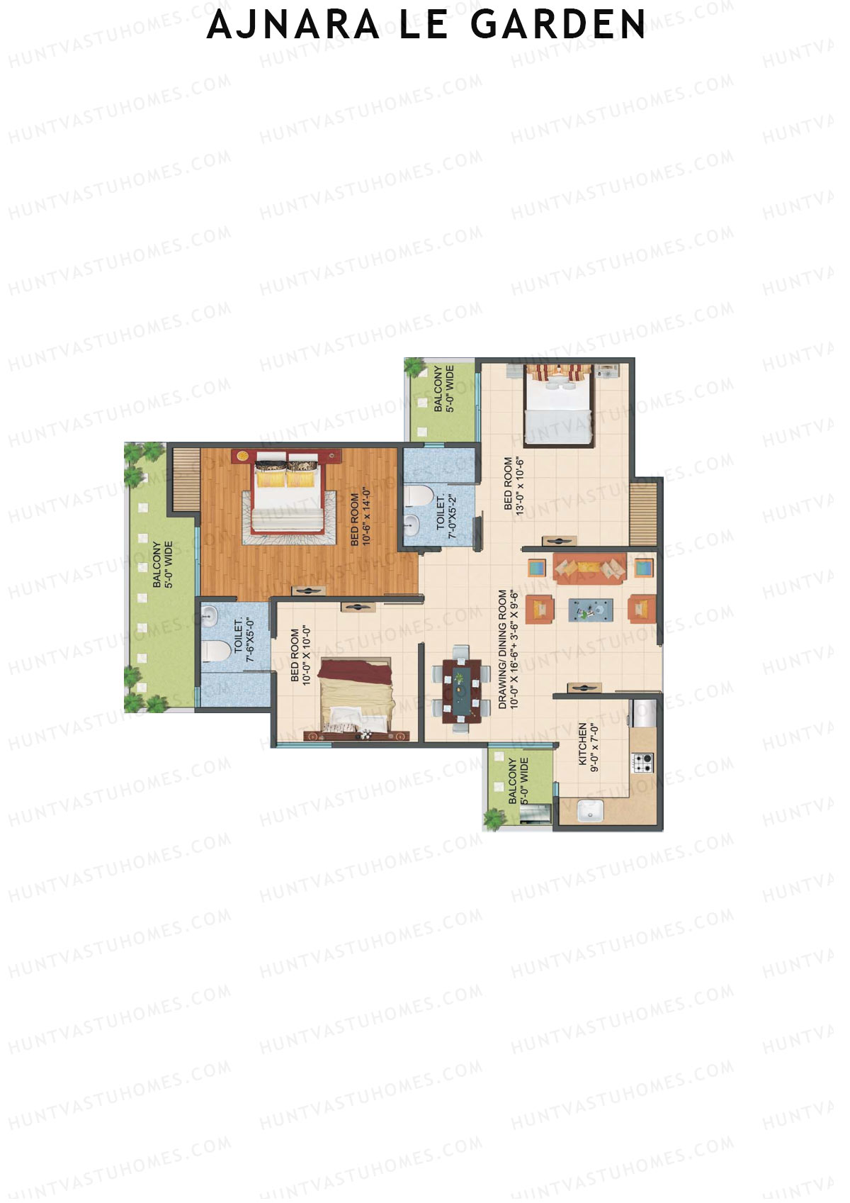 Ajnara Le Garden Tower G Unit 8 Floor Plan