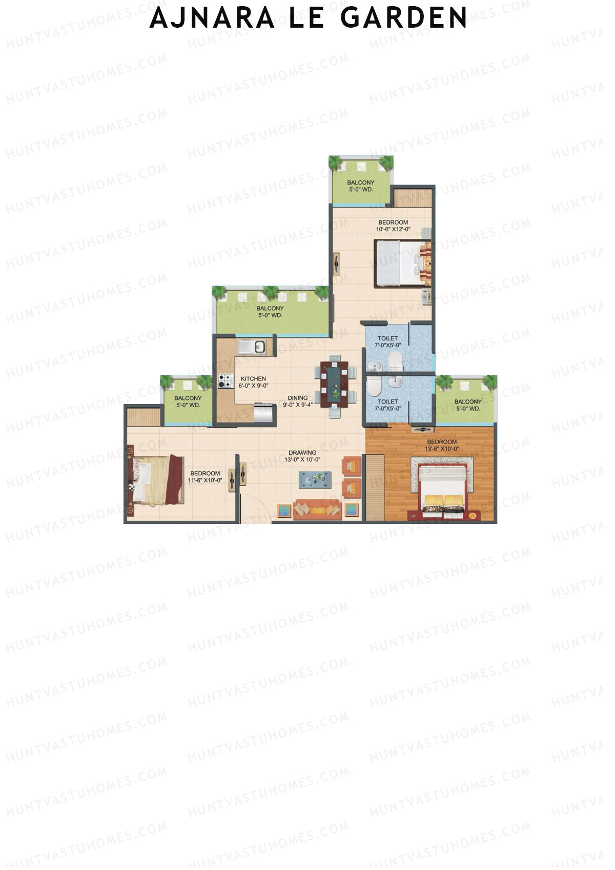 Ajnara Le Garden Tower H Unit 7 Floor Plan
