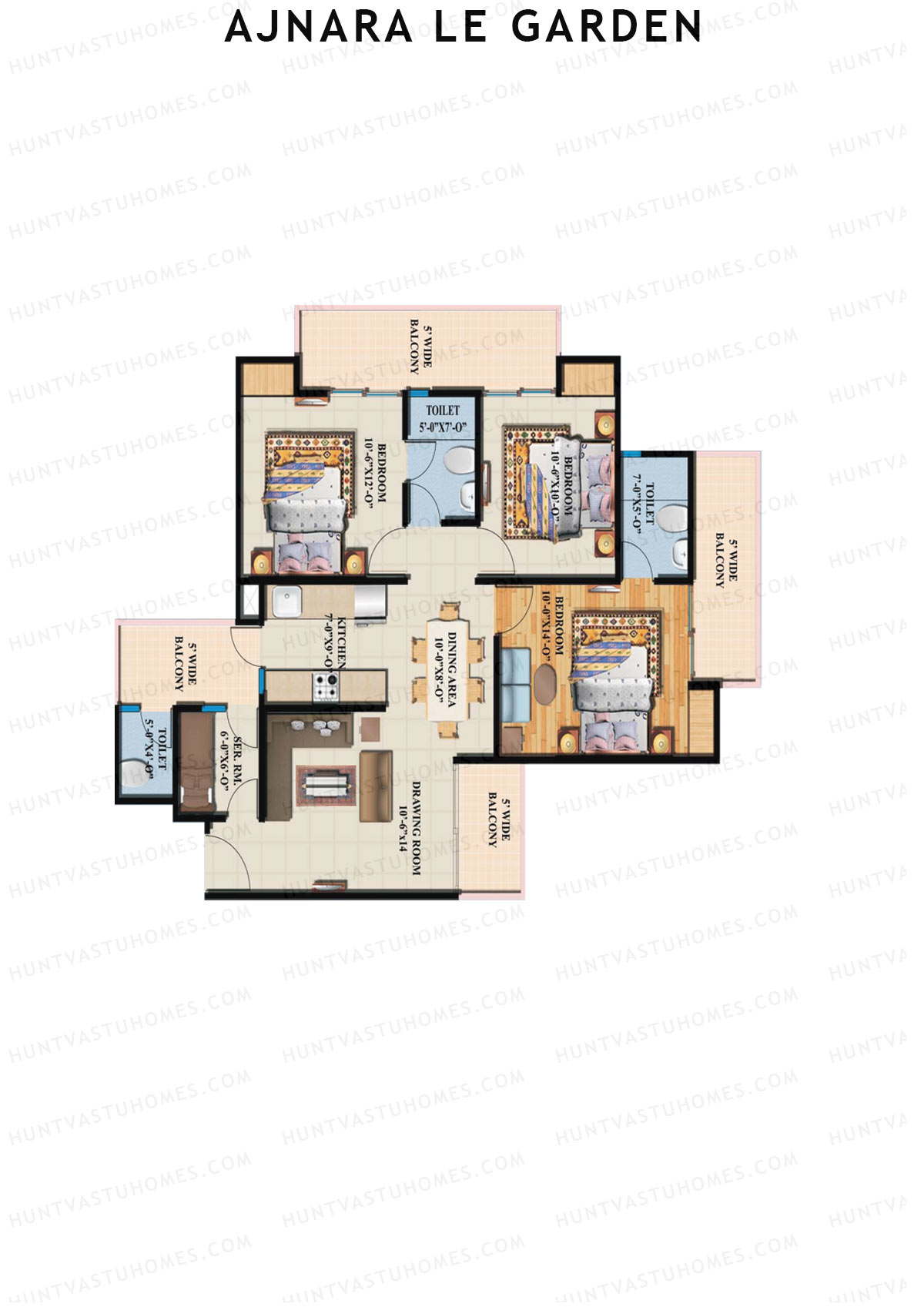 Ajnara Le Garden Tower H Unit 8 Floor Plan